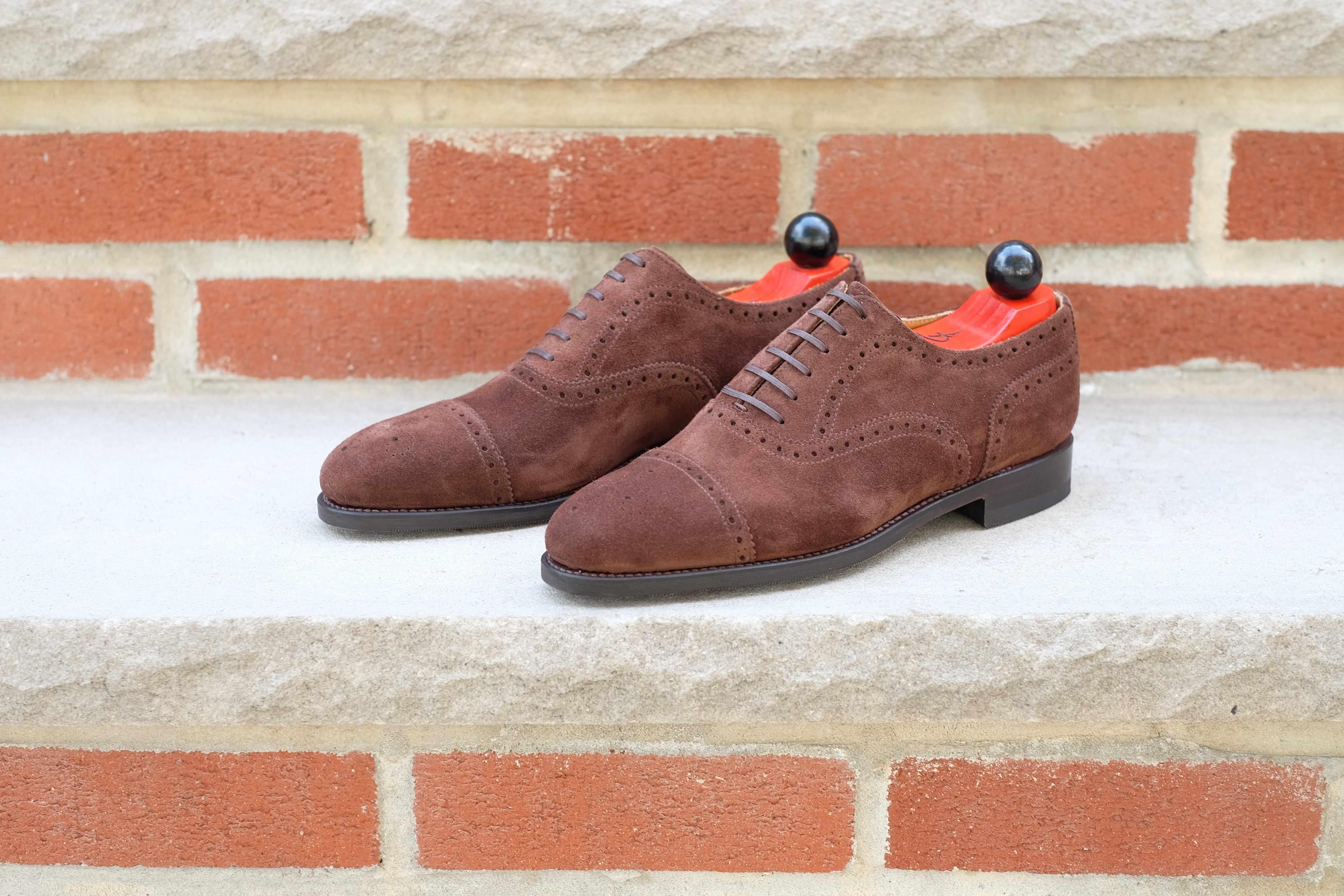 Wenatchee - Mocha Suede-Captoe Cap Toe Brogue Oxfords-J.FitzPatrick Footwear