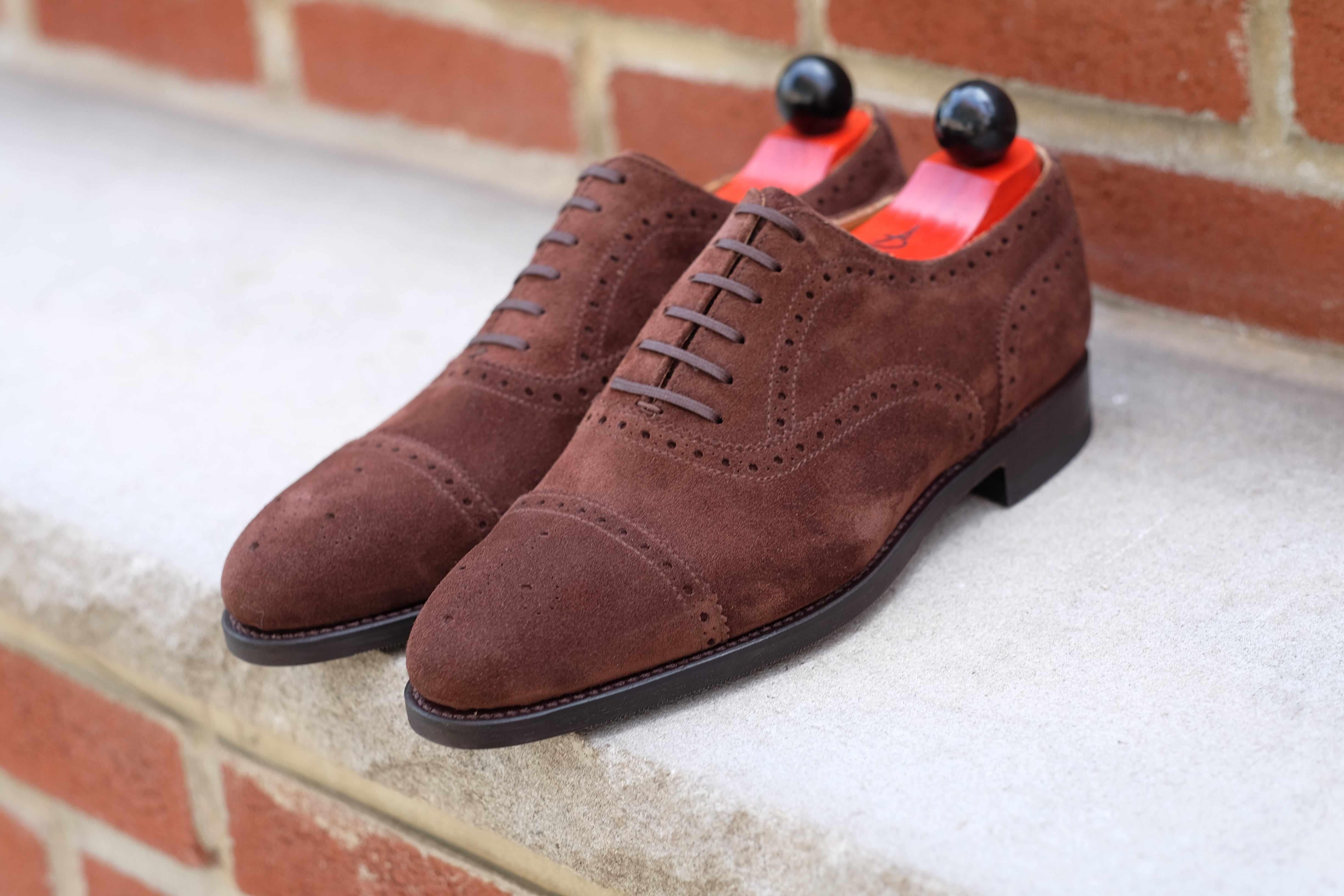 Wenatchee - Mocha Suede-Captoe Cap Toe Brogue Oxfords-J.FitzPatrick Footwear