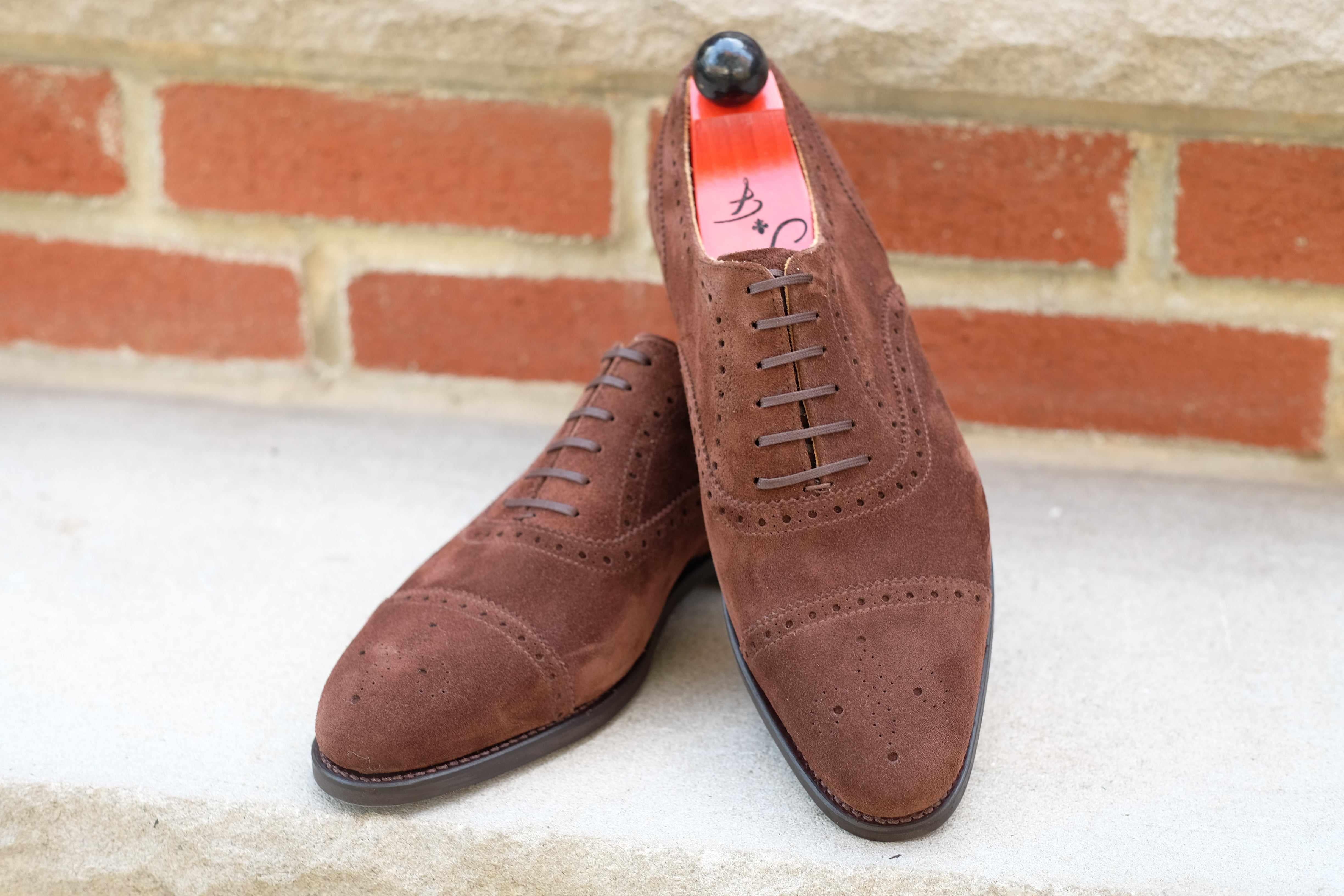 Wenatchee - Mocha Suede-Captoe Cap Toe Brogue Oxfords-J.FitzPatrick Footwear