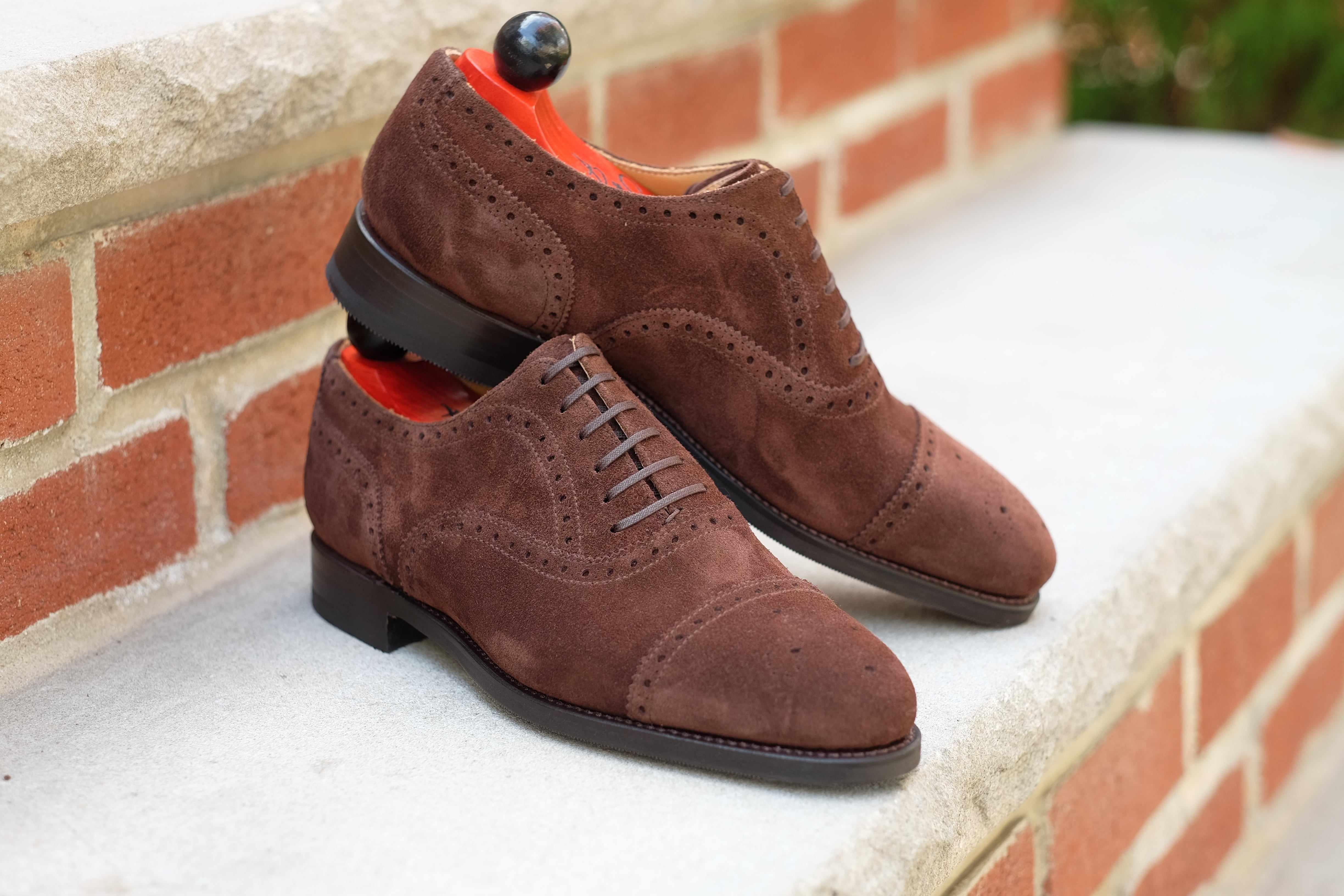 Wenatchee - Mocha Suede-Captoe Cap Toe Brogue Oxfords-J.FitzPatrick Footwear