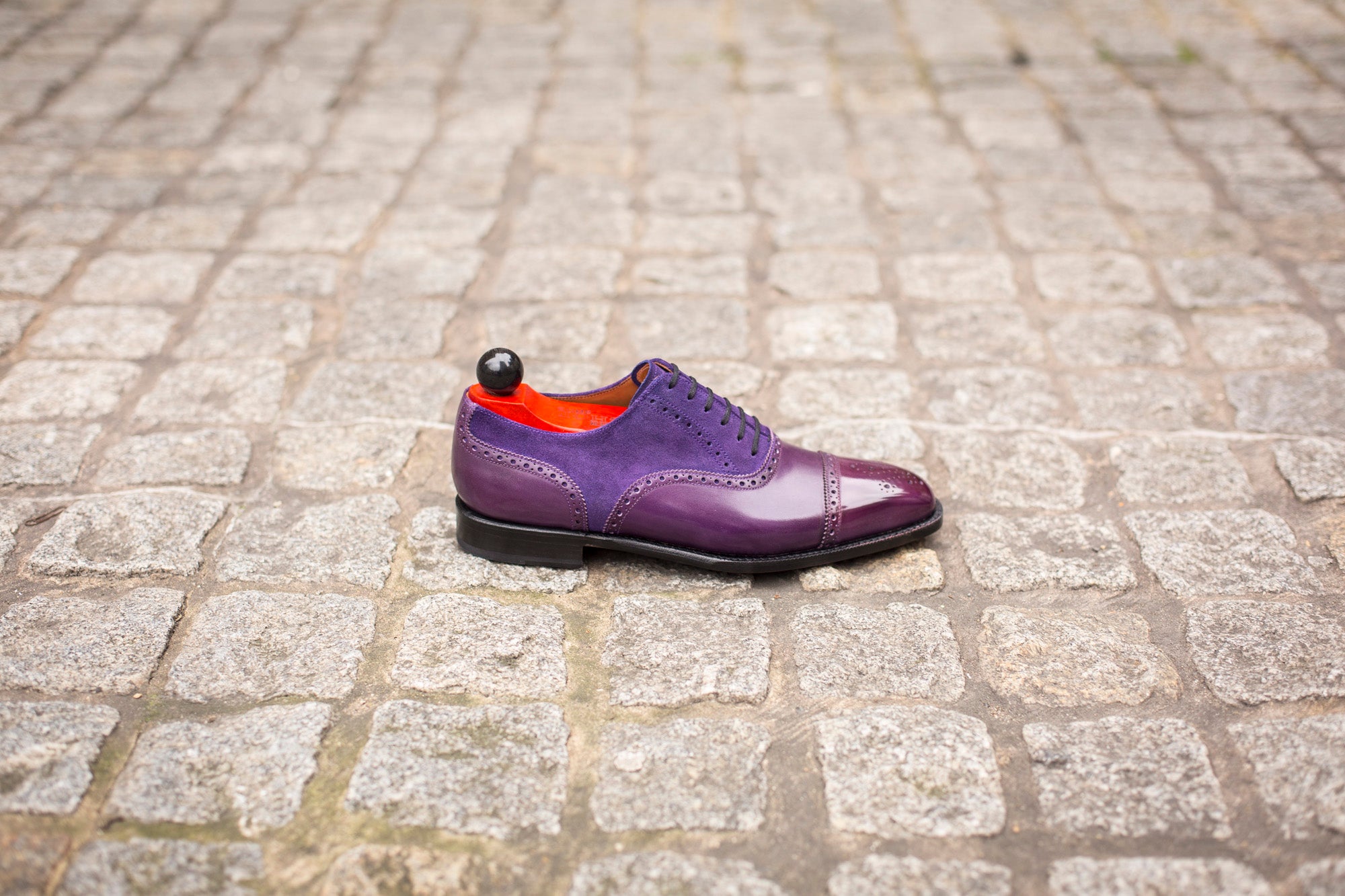 Windermere - MTO - Purple Calf / Purple Suede - LPB Last - Single Leather Sole-Made To Order Captoe Cap Toe Medallion Brogue Oxfords-J.FitzPatrick Footwear