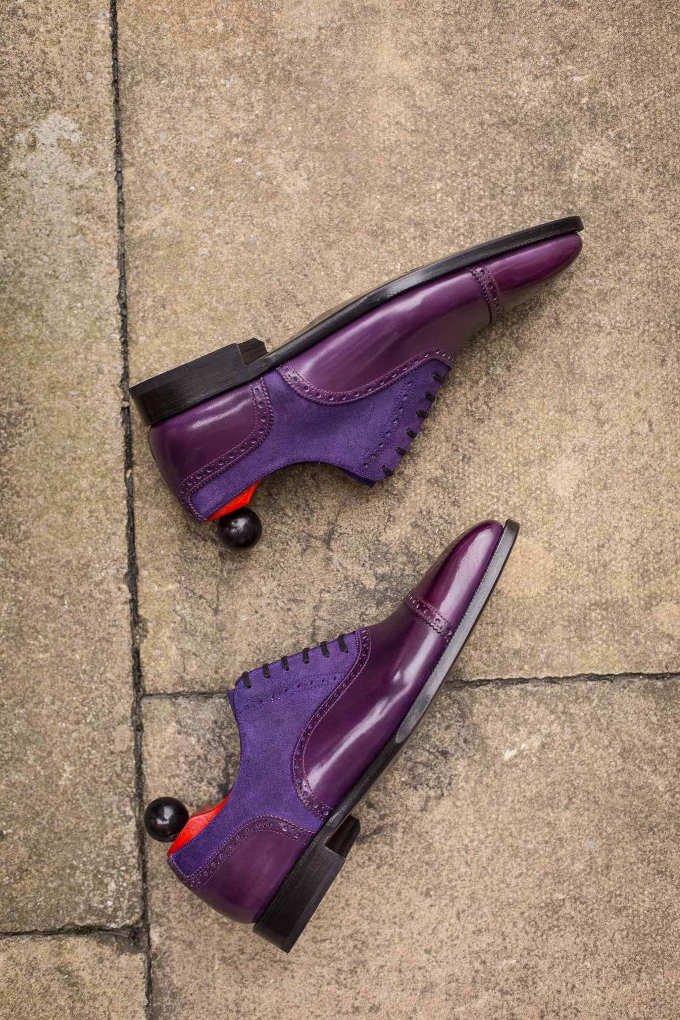 Windermere - MTO - Purple Calf / Purple Suede - LPB Last - Single Leather Sole-Made To Order Captoe Cap Toe Medallion Brogue Oxfords-J.FitzPatrick Footwear