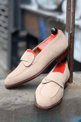 Hawthorne - MTO - Oatmeal Suede / Natural Stitching - LPB Last - Single Leather Sole