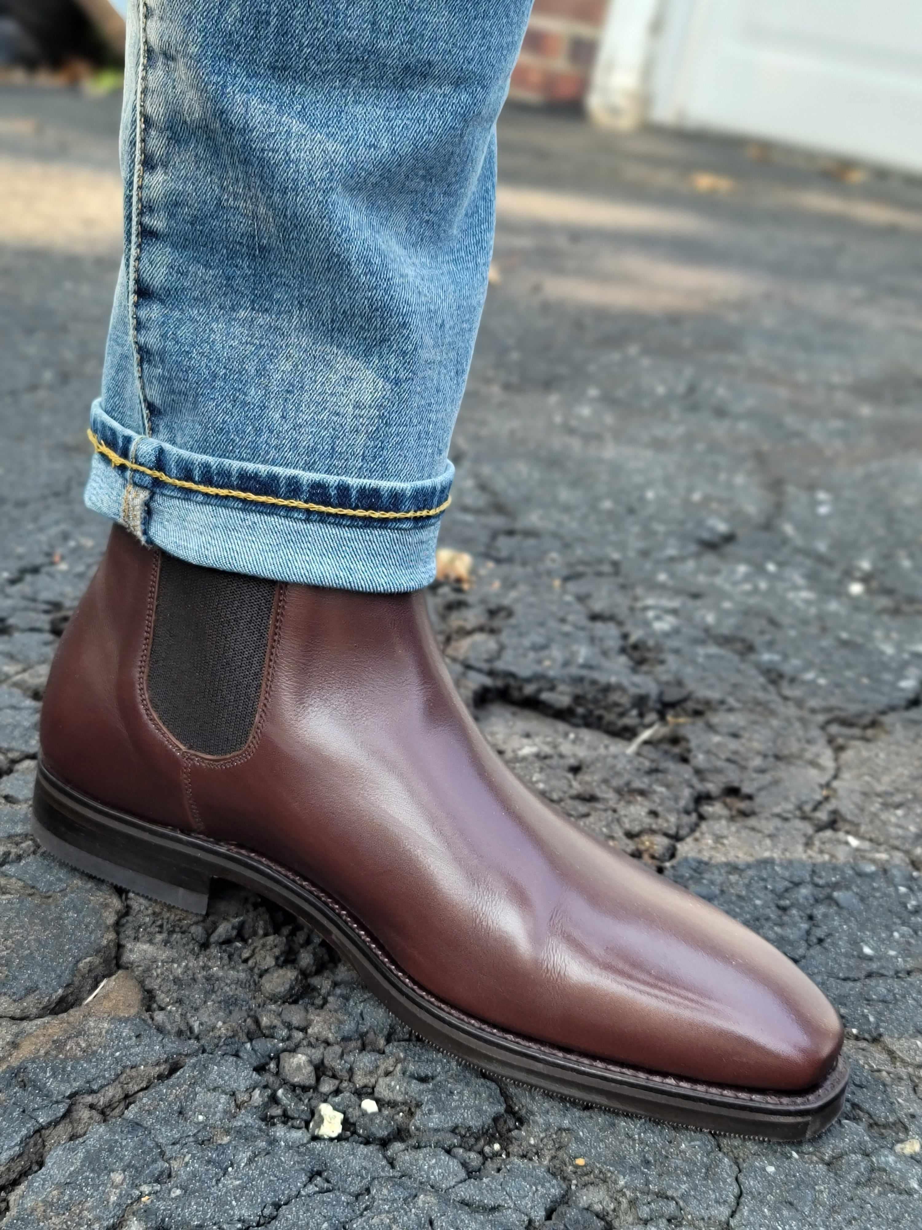 Alder - Dark Oak Calf-Chelsea Boots-J.FitzPatrick Footwear