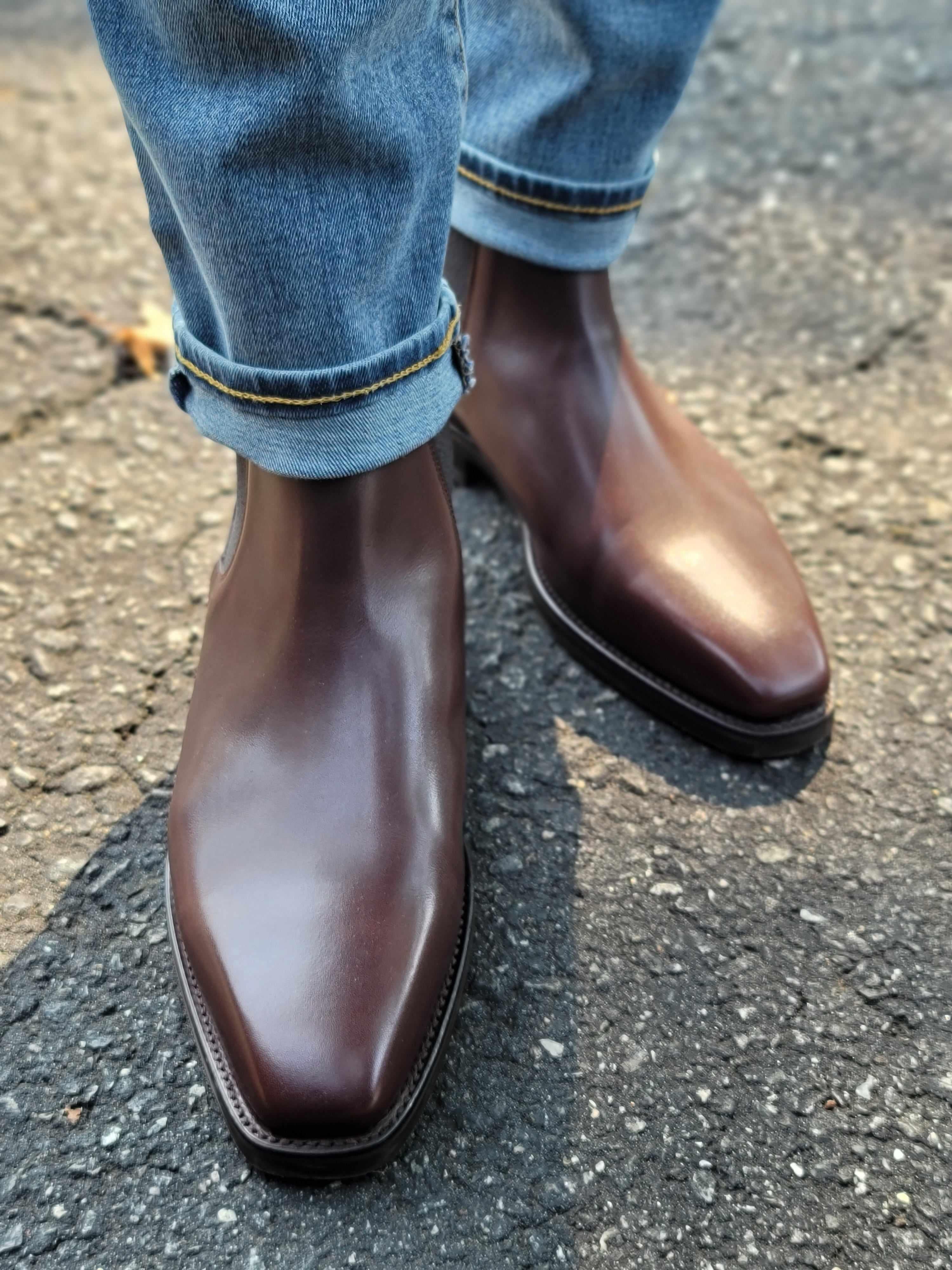 Alder - Dark Oak Calf-Chelsea Boots-J.FitzPatrick Footwear