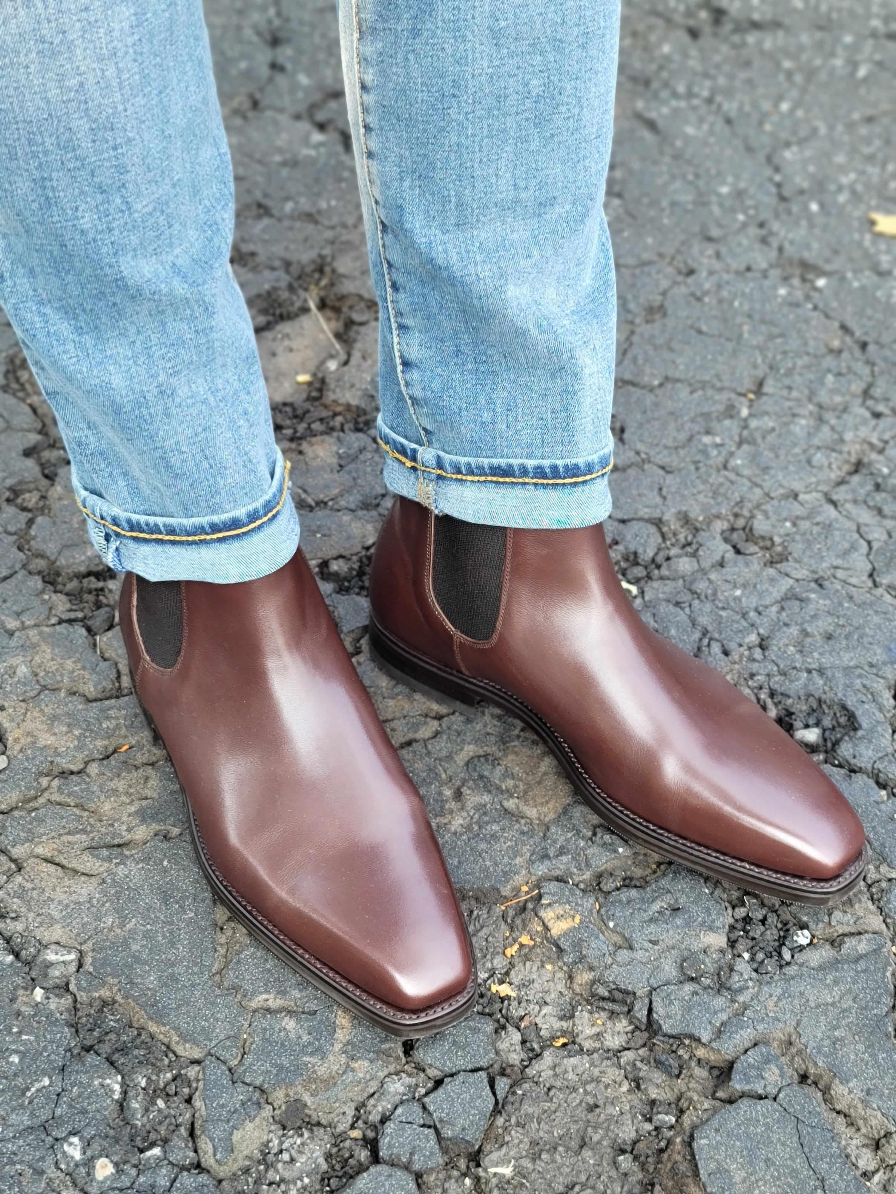 Alder - Dark Oak Calf-Chelsea Boots-J.FitzPatrick Footwear