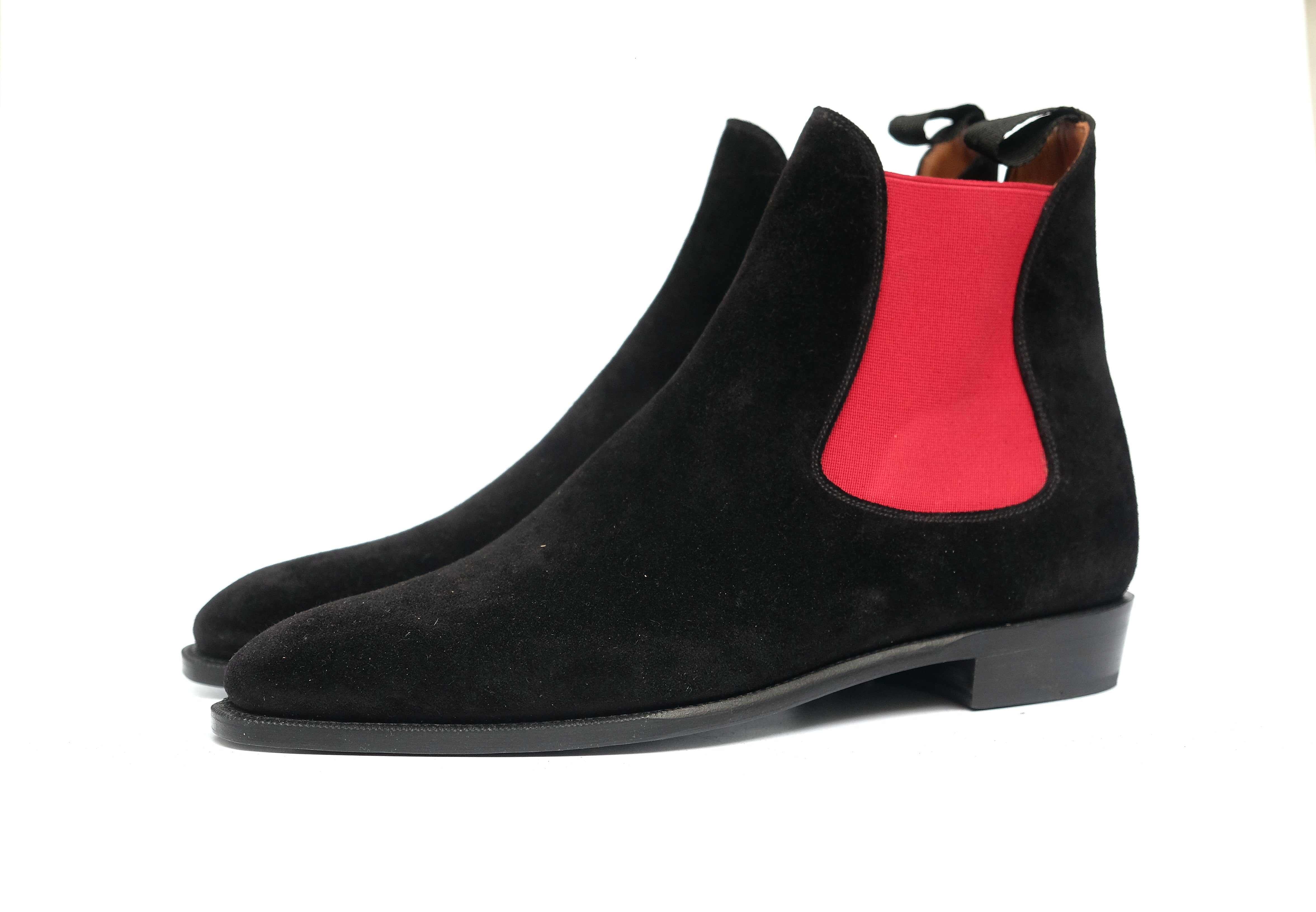 Alki - MTO - Black Suede / Red Gore - LPB Last - Single Leather Sole-Made To Order Chelsea Boots-J.FitzPatrick Footwear
