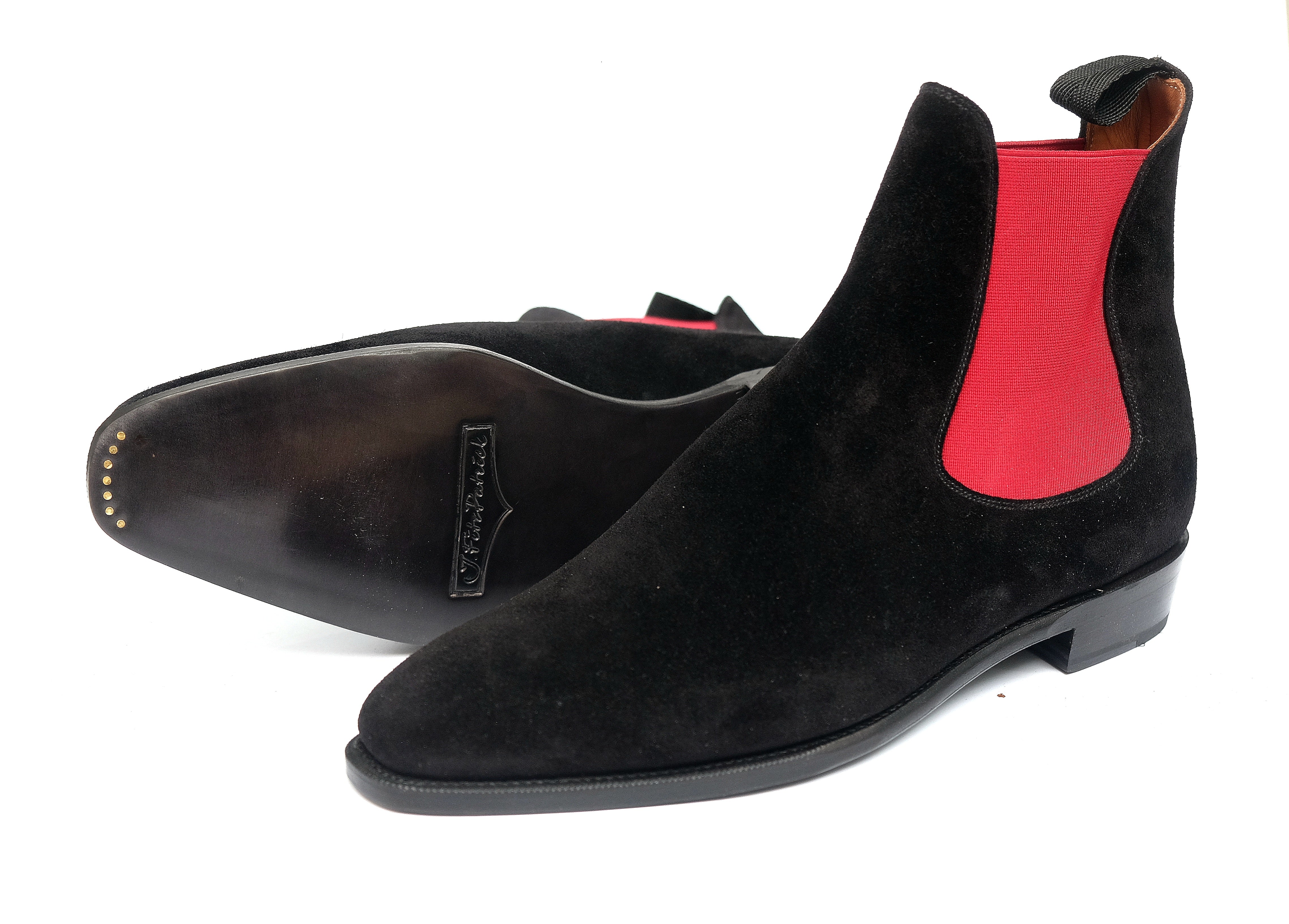 Alki - MTO - Black Suede / Red Gore - LPB Last - Single Leather Sole-Made To Order Chelsea Boots-J.FitzPatrick Footwear