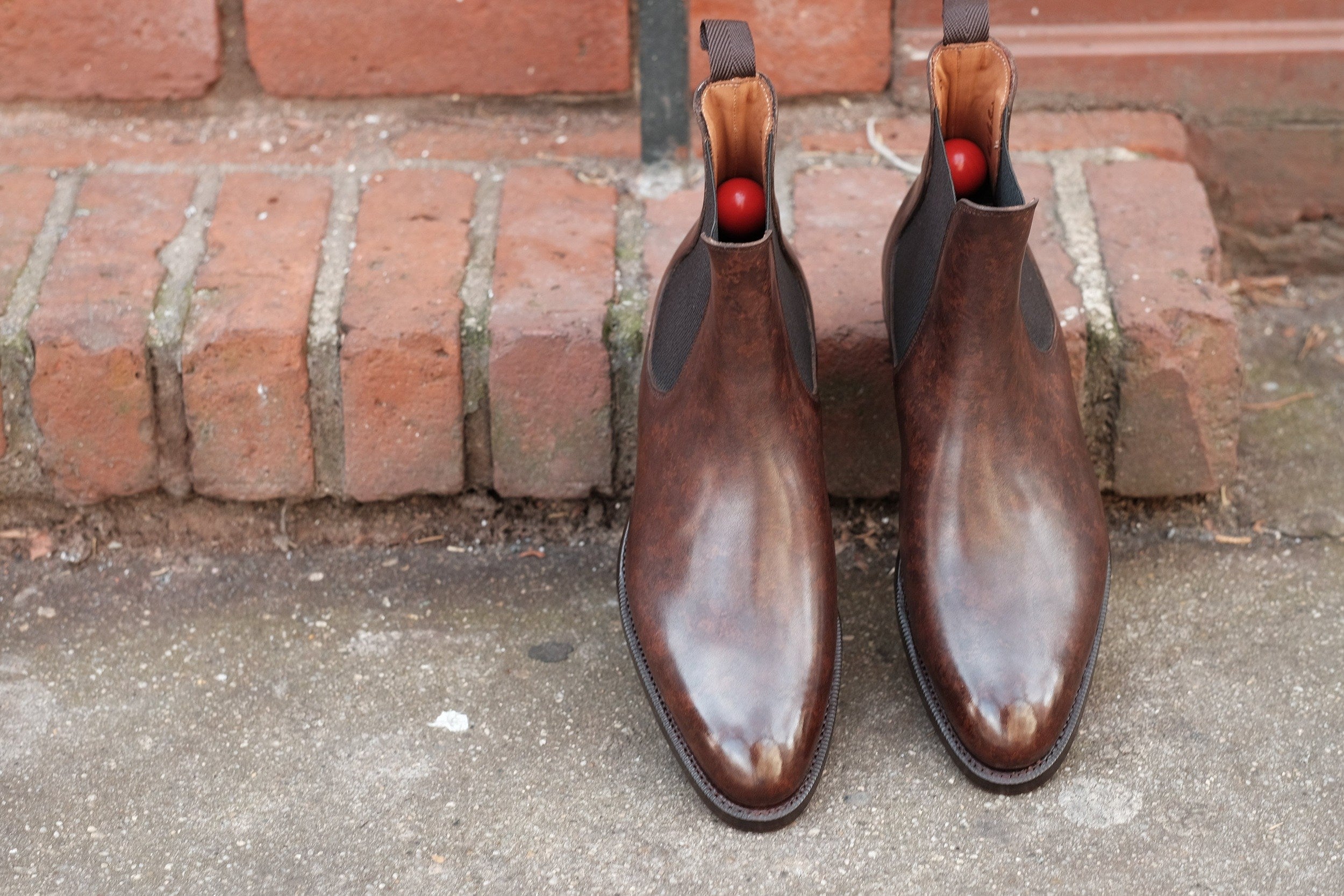 Alki - MTO - Dark Brown Marble Patina - NGT Last - Double Leather Sole-Made To Order Chelsea Boots-J.FitzPatrick Footwear
