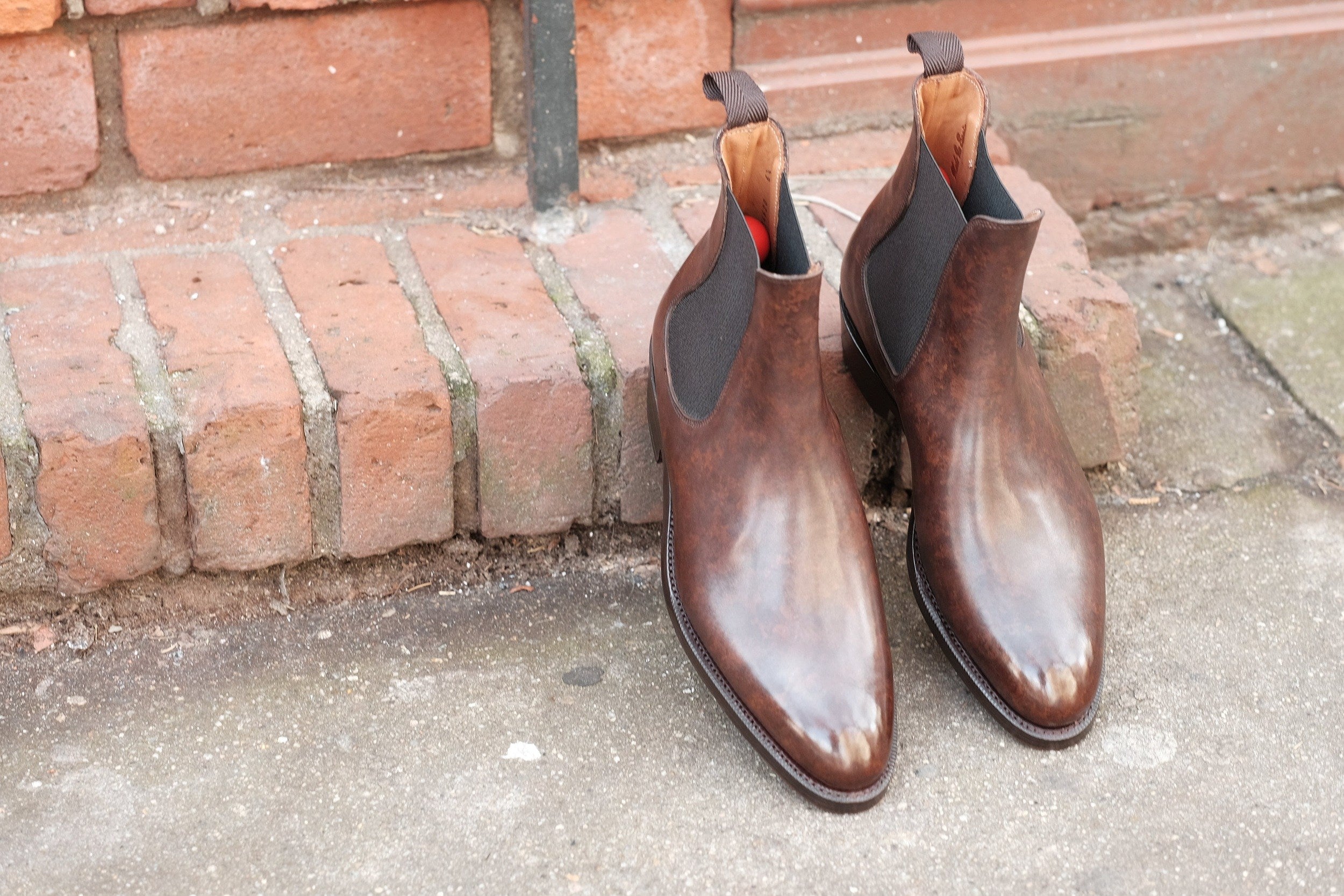 Alki - MTO - Dark Brown Marble Patina - NGT Last - Double Leather Sole-Made To Order Chelsea Boots-J.FitzPatrick Footwear