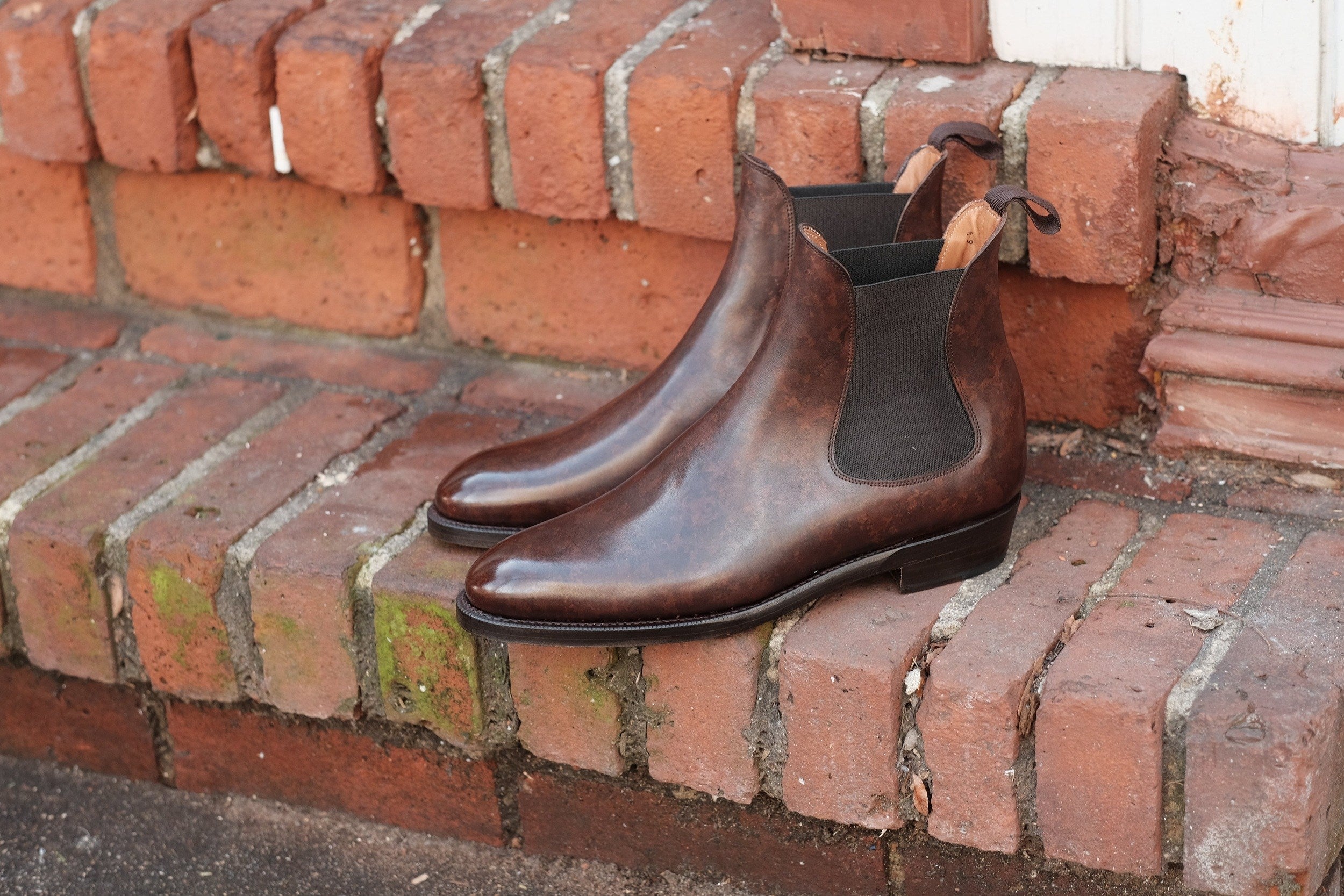 Alki - MTO - Dark Brown Marble Patina - NGT Last - Double Leather Sole-Made To Order Chelsea Boots-J.FitzPatrick Footwear