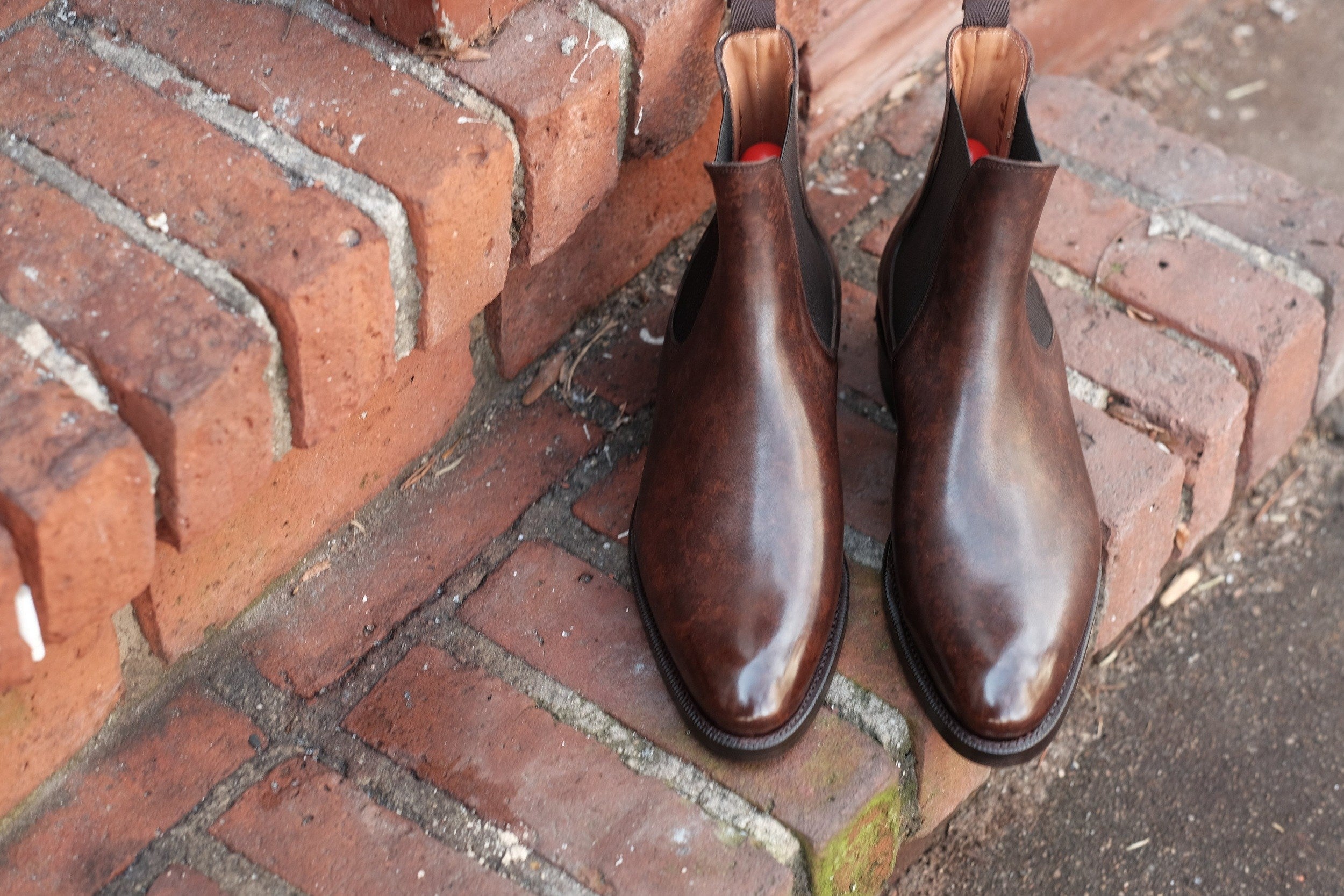 Alki - MTO - Dark Brown Marble Patina - NGT Last - Double Leather Sole-Made To Order Chelsea Boots-J.FitzPatrick Footwear