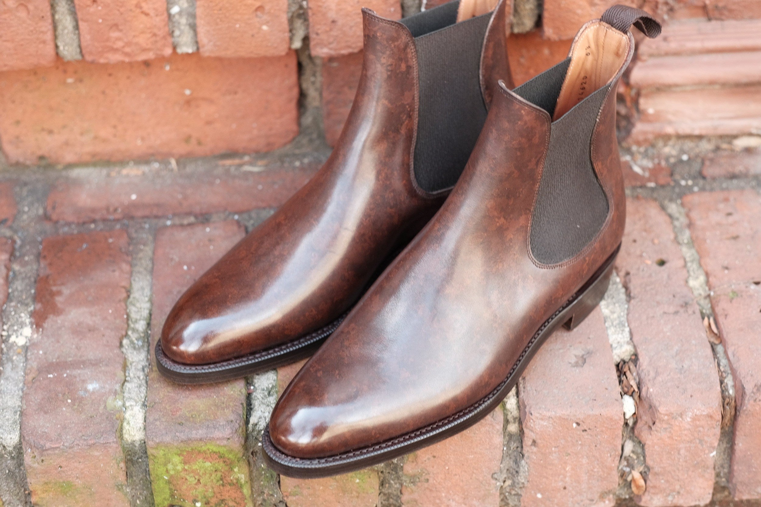 Alki - MTO - Dark Brown Marble Patina - NGT Last - Double Leather Sole-Made To Order Chelsea Boots-J.FitzPatrick Footwear