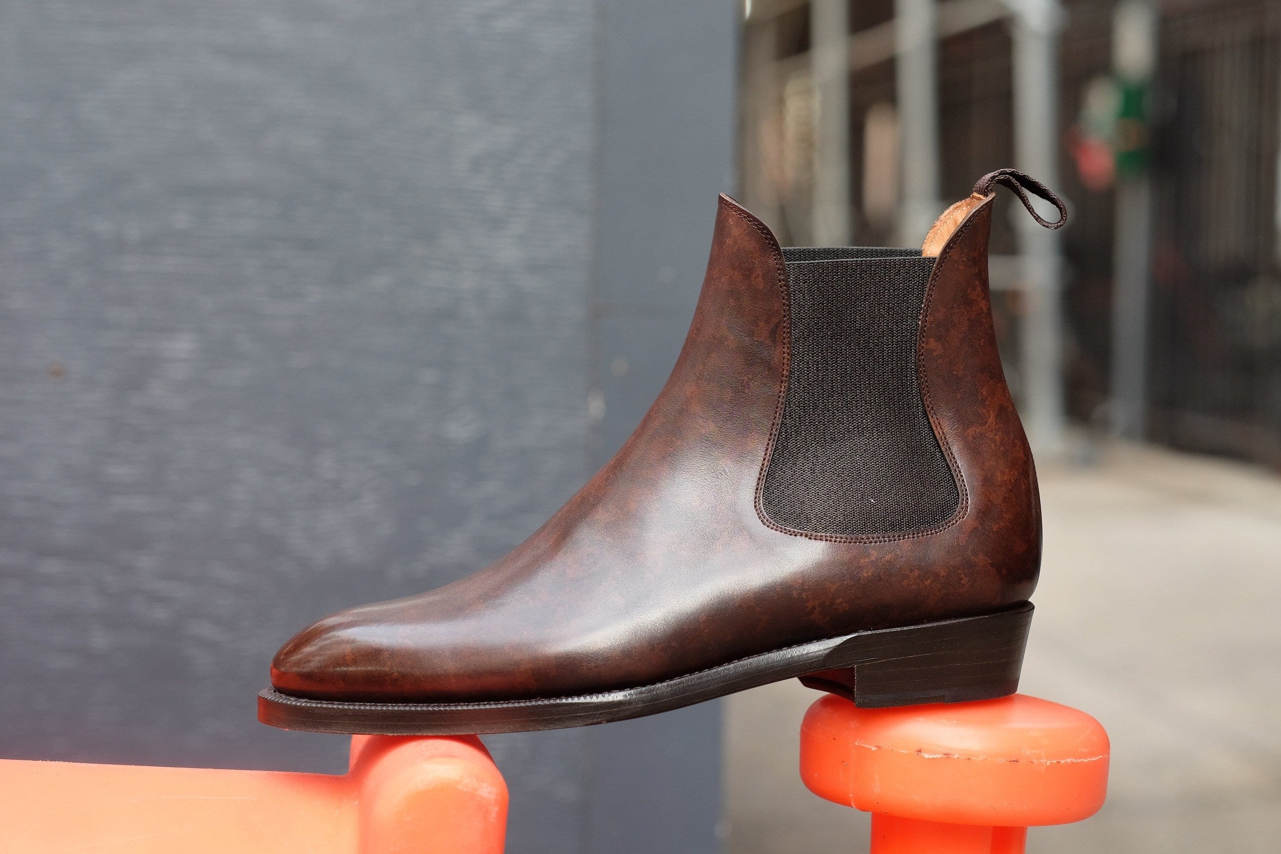 Alki - MTO - Dark Brown Marble Patina - NGT Last - Double Leather Sole-Made To Order Chelsea Boots-J.FitzPatrick Footwear