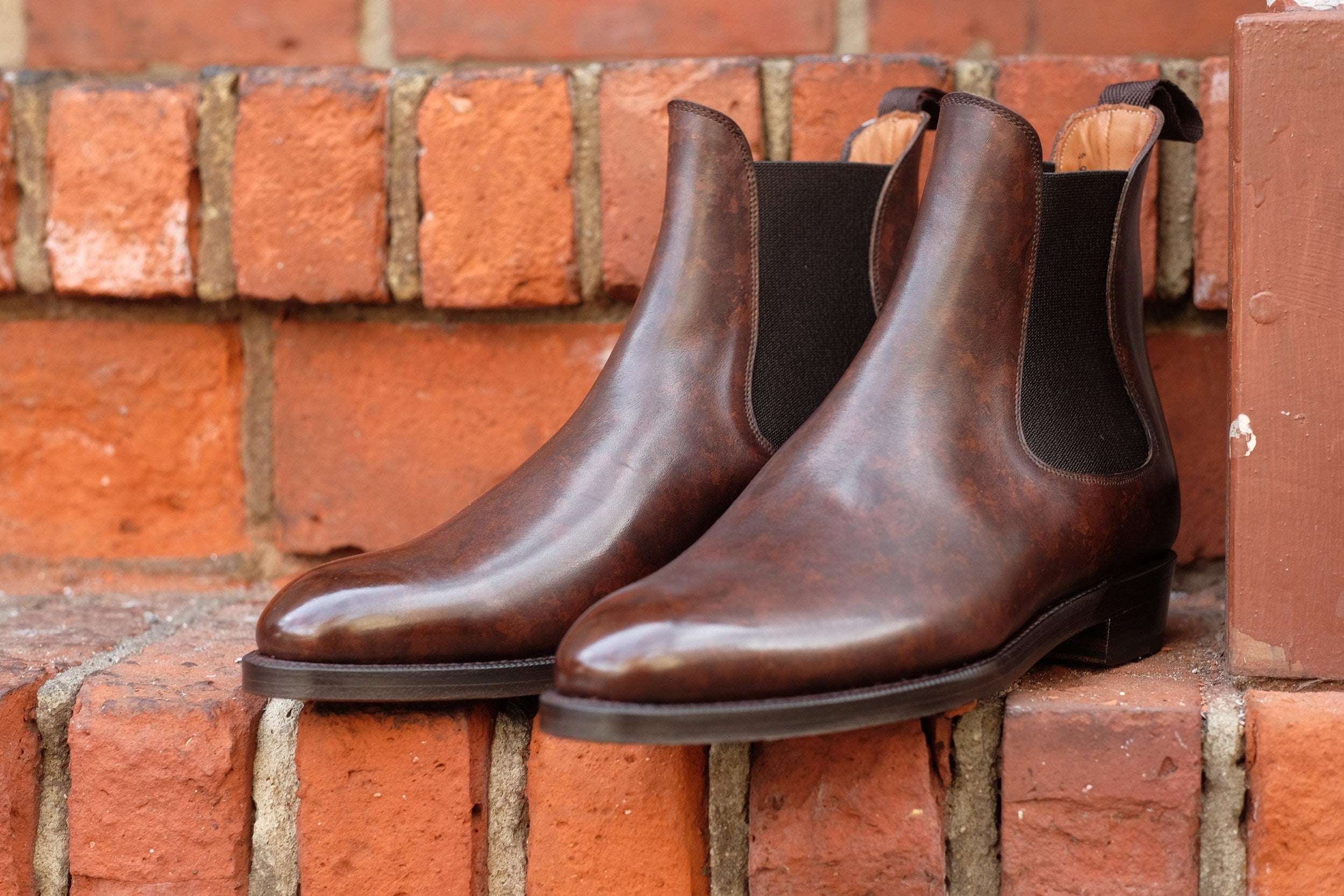 Alki - MTO - Dark Brown Marble Patina - NGT Last - Double Leather Sole-Made To Order Chelsea Boots-J.FitzPatrick Footwear
