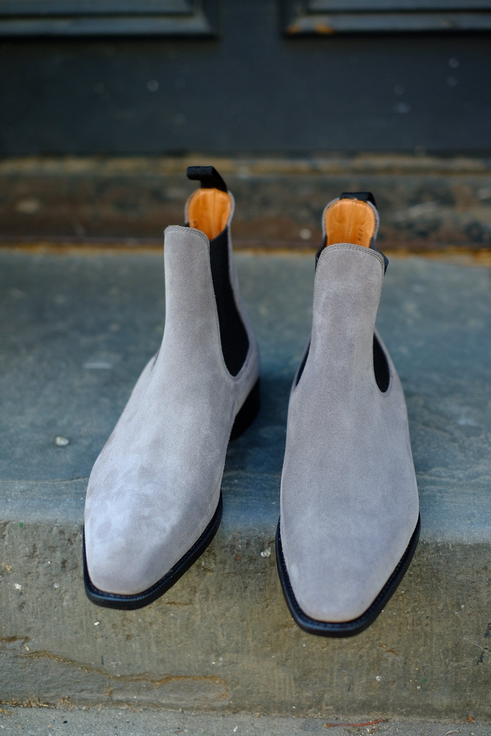 Alki - MTO - Light Grey Suede (Shingle) / Black Gore - MGF Last - Single Leather Sole-Made To Order Chelsea Boots-J.FitzPatrick Footwear