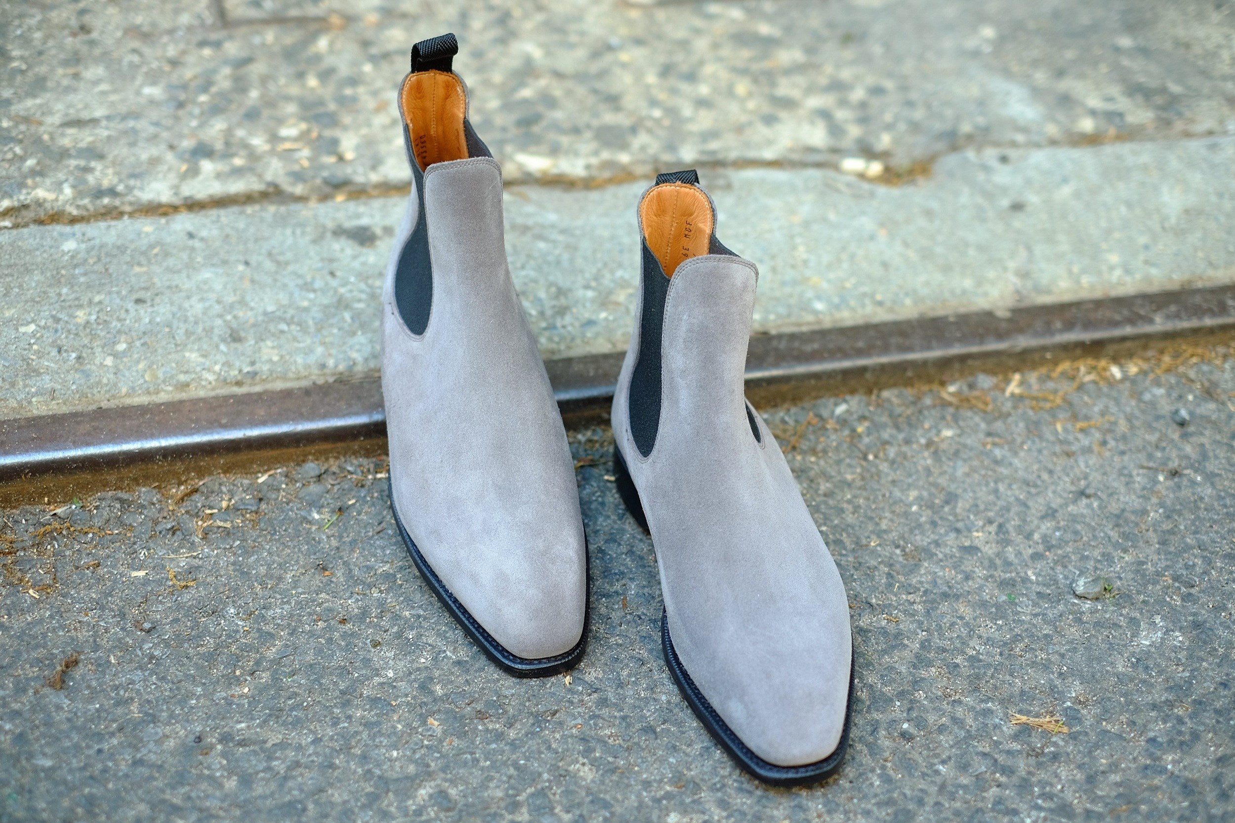 Alki - MTO - Light Grey Suede (Shingle) / Black Gore - MGF Last - Single Leather Sole-Made To Order Chelsea Boots-J.FitzPatrick Footwear