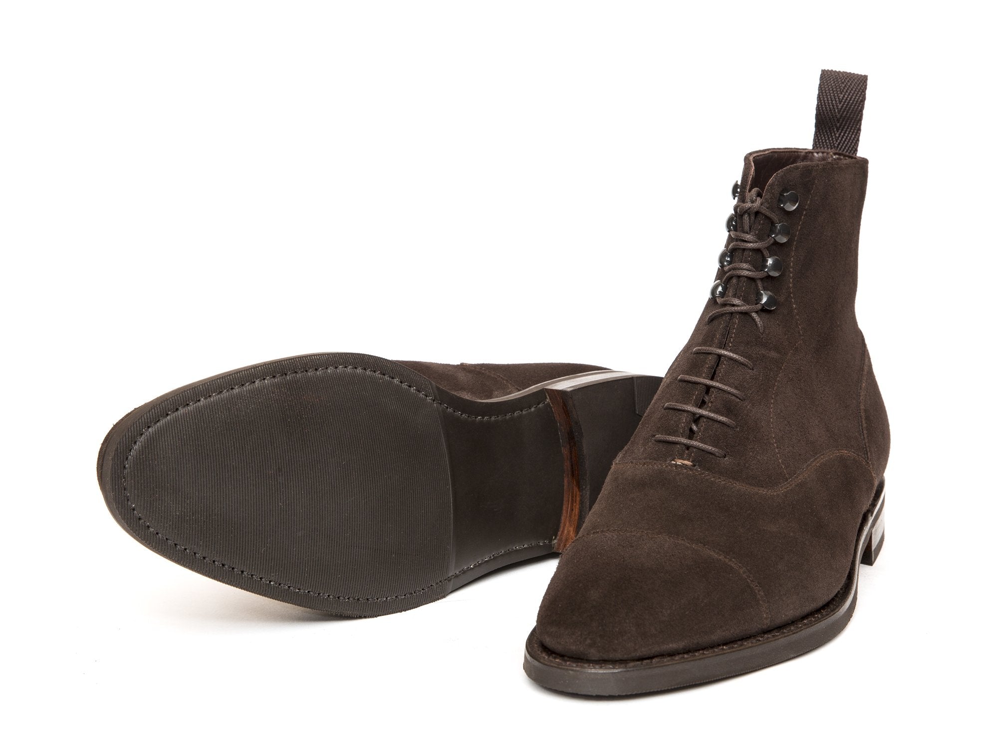 Ashworth - MTO - Dark Brown Suede - TMG Last - City Rubber Sole-Made To Order Boot Cap Toe-J.FitzPatrick Footwear