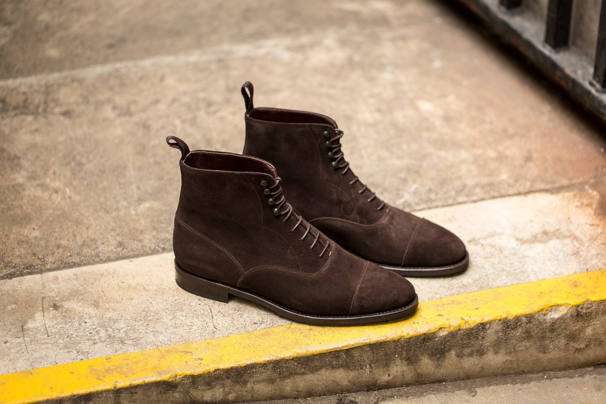 Ashworth - MTO - Dark Brown Suede - TMG Last - City Rubber Sole-Made To Order Boot Cap Toe-J.FitzPatrick Footwear
