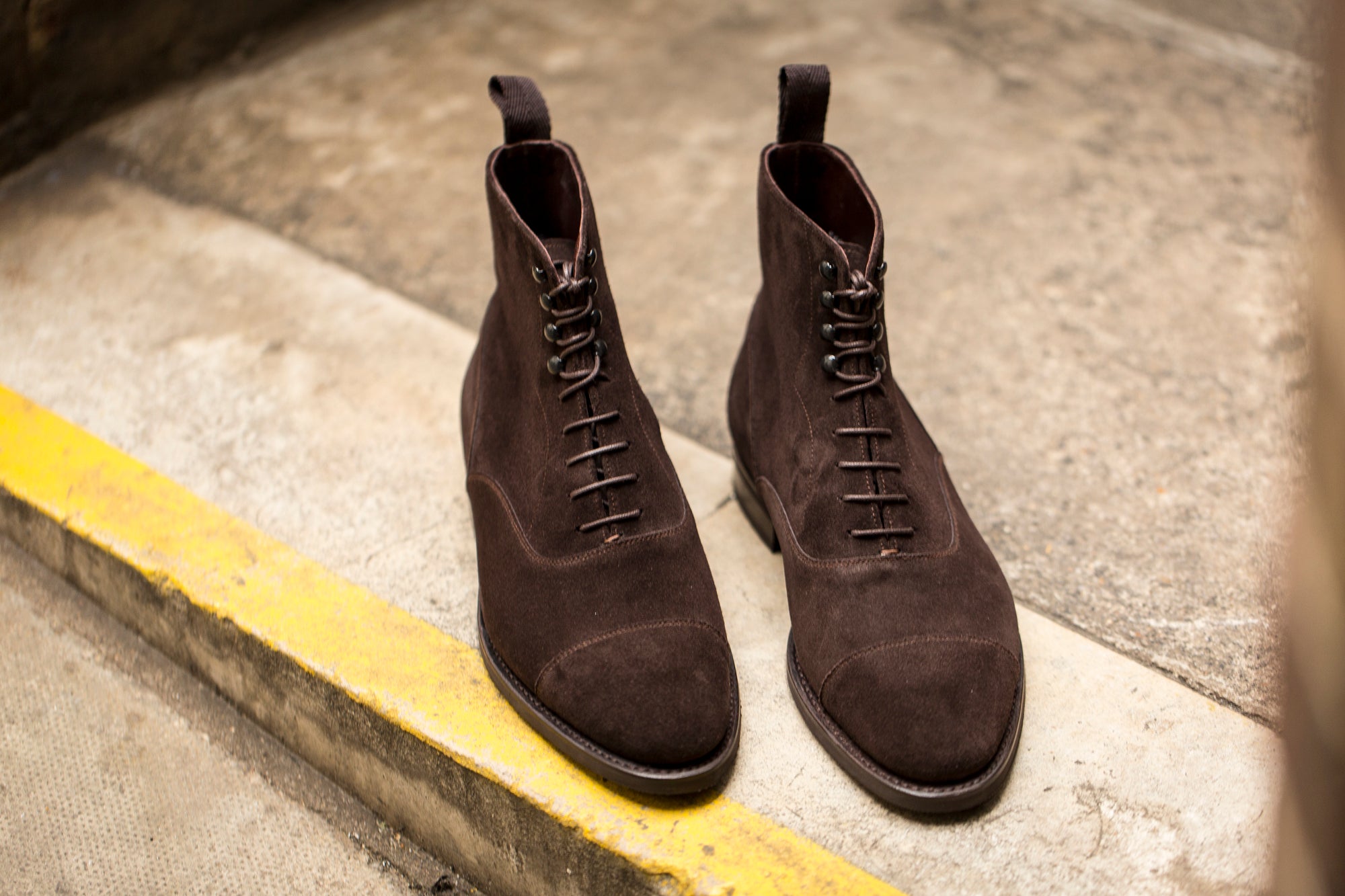 Ashworth - MTO - Dark Brown Suede - TMG Last - City Rubber Sole-Made To Order Boot Cap Toe-J.FitzPatrick Footwear