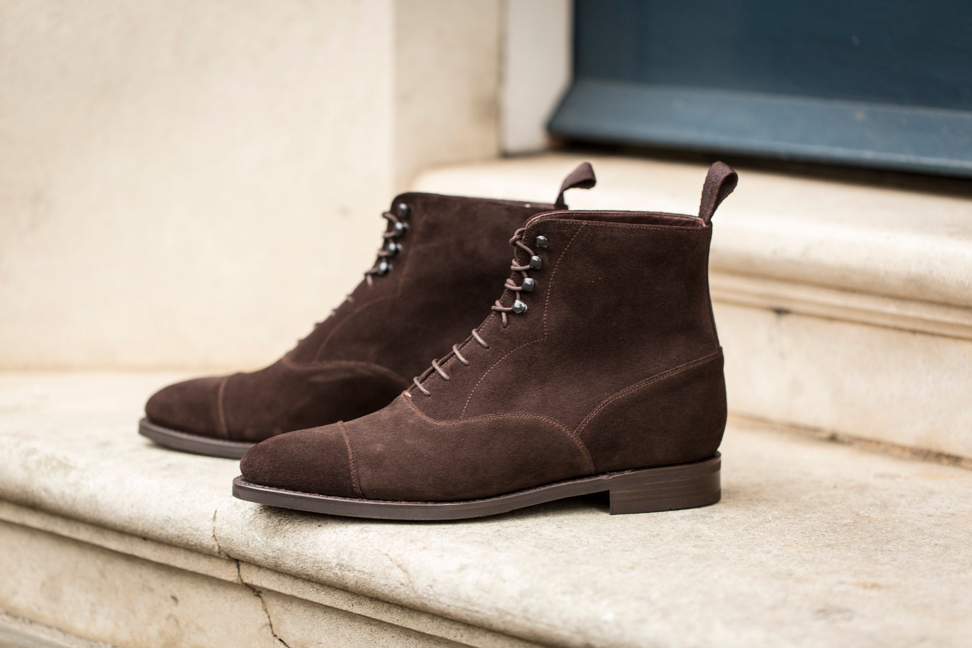 Ashworth - MTO - Dark Brown Suede - TMG Last - City Rubber Sole-Made To Order Boot Cap Toe-J.FitzPatrick Footwear