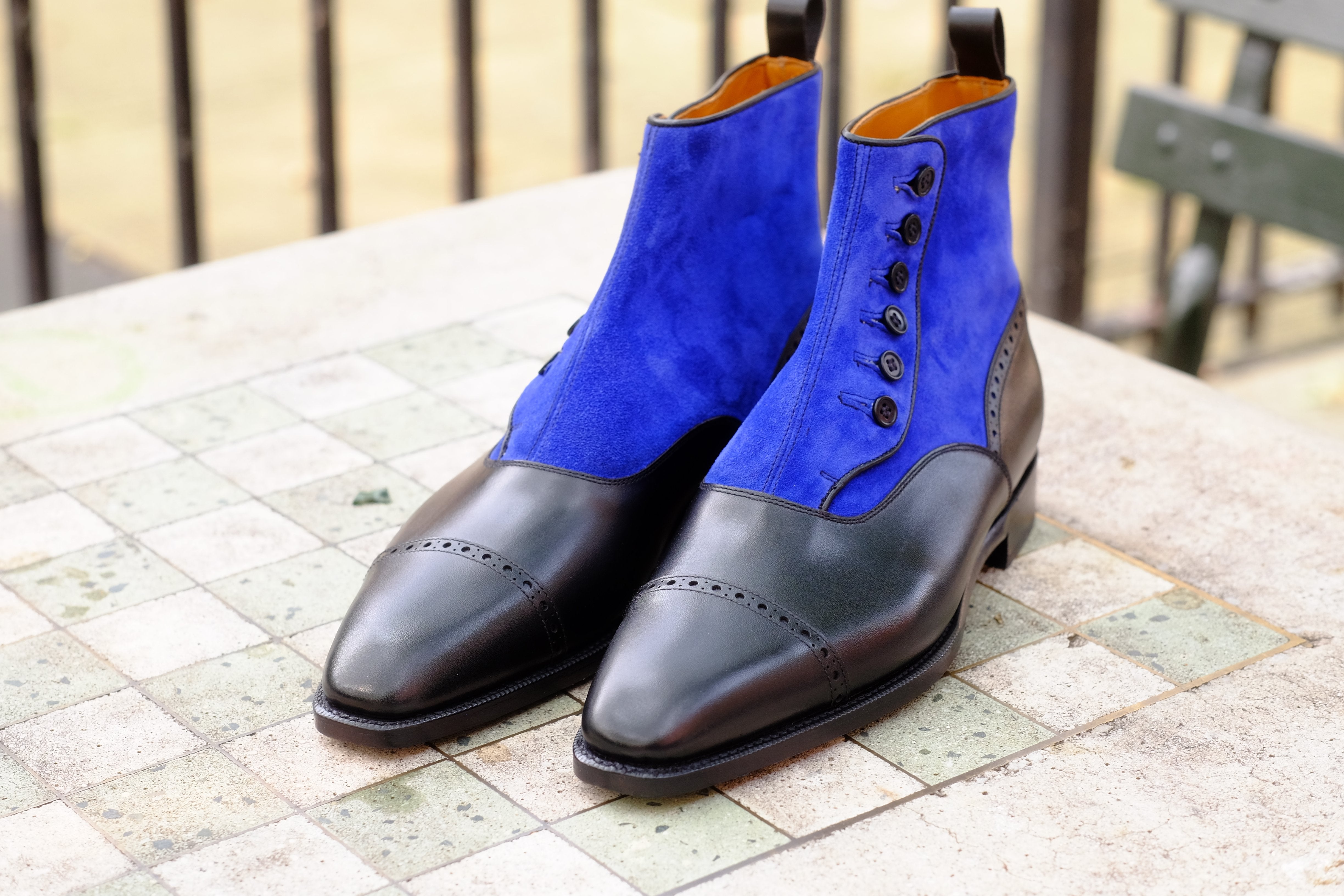 Blue Ridge - MTO - Black Calf / Vivid Blue Suede - LPB Last - Single Leather Sole-Made To Order-J.FitzPatrick Footwear