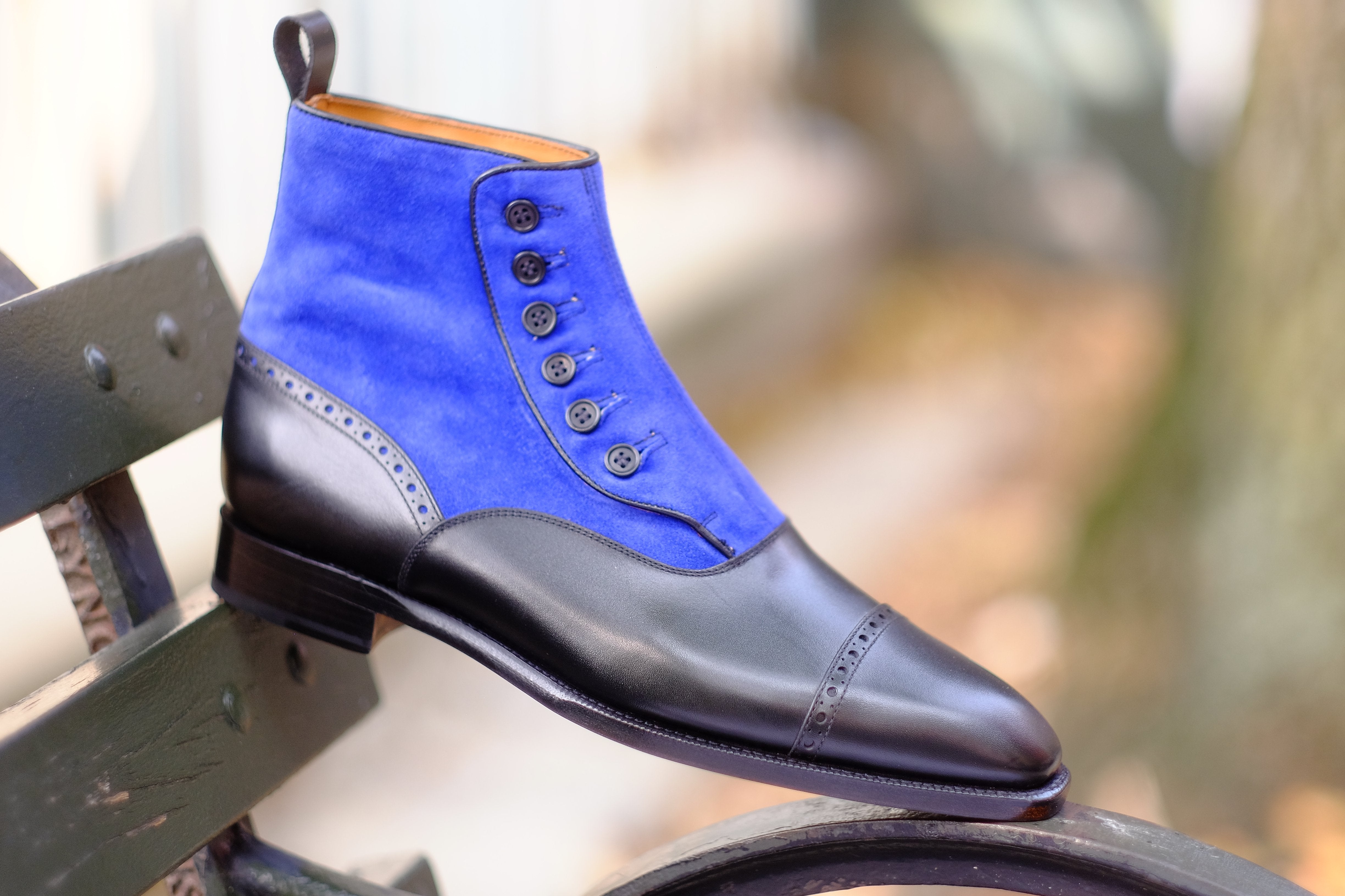 Blue Ridge - MTO - Black Calf / Vivid Blue Suede - LPB Last - Single Leather Sole-Made To Order-J.FitzPatrick Footwear