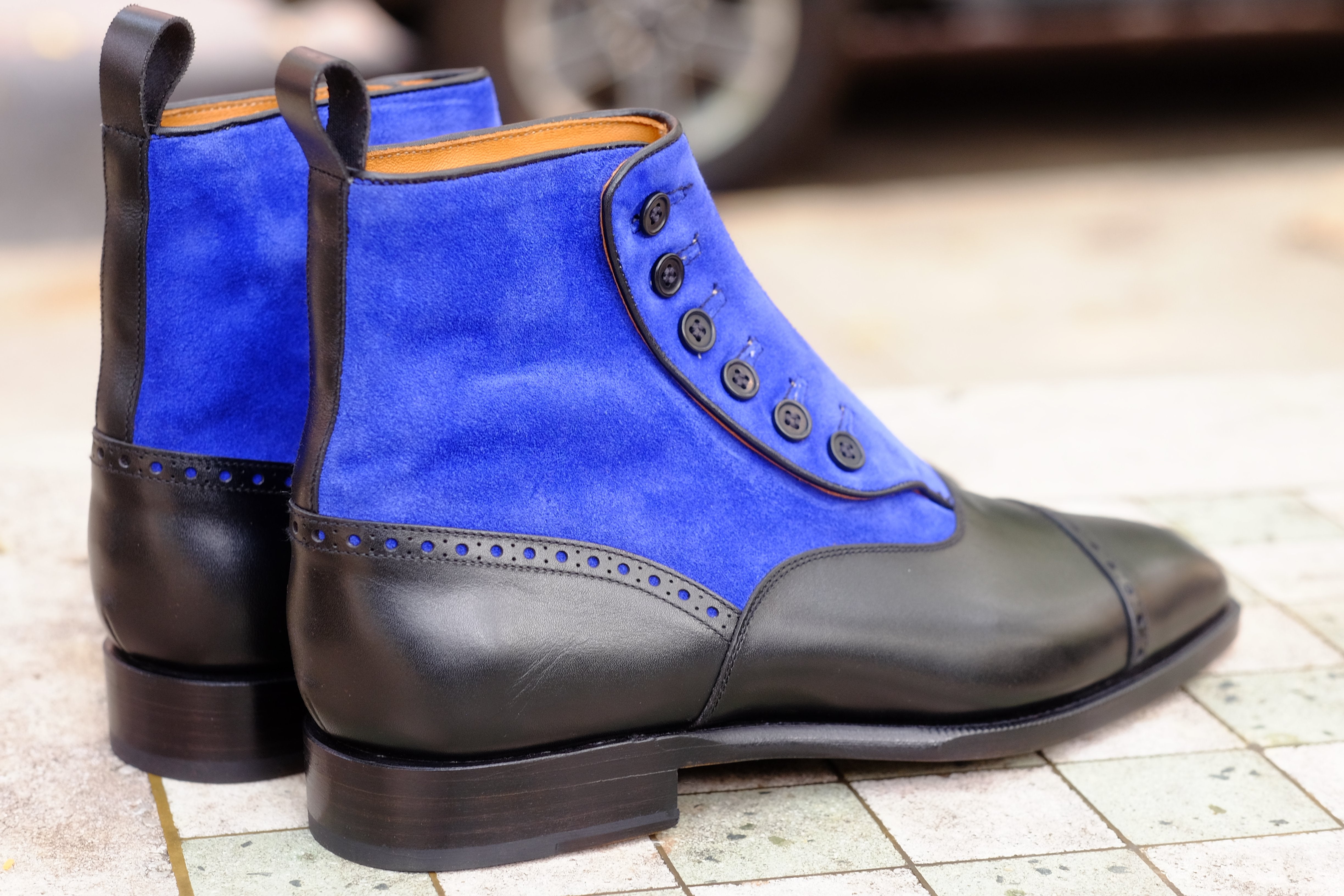 Blue Ridge - MTO - Black Calf / Vivid Blue Suede - LPB Last - Single Leather Sole-Made To Order-J.FitzPatrick Footwear