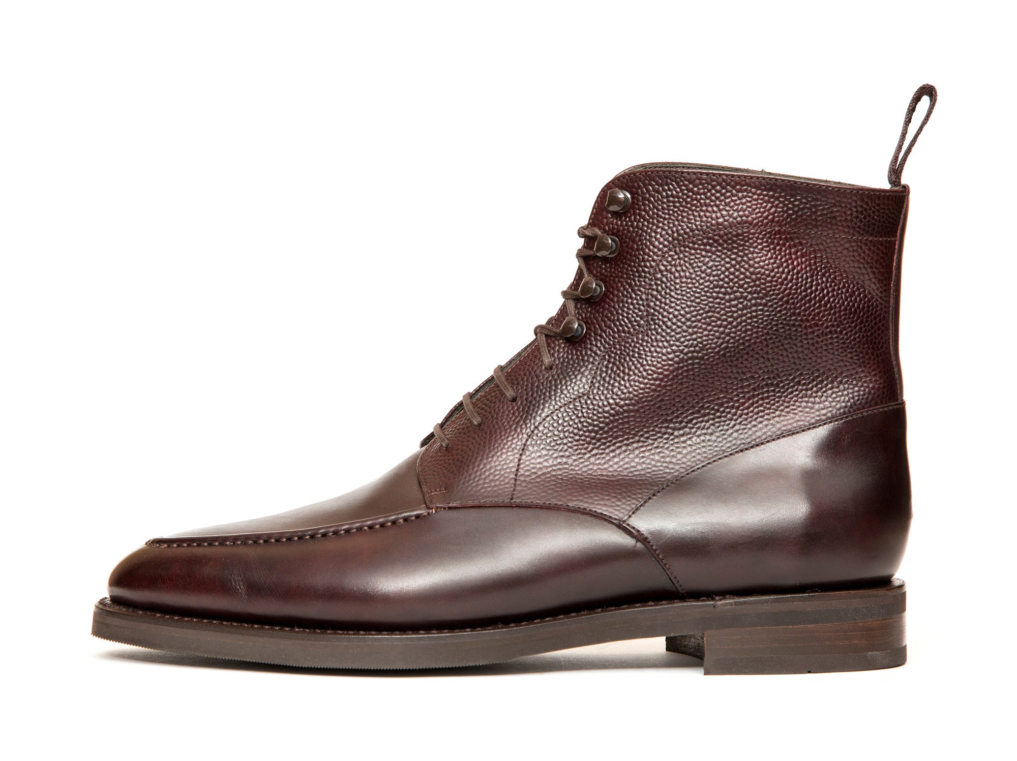 Bremerton - MTO - Plum Museum Calf / Plum Museum Grain - TMG Last - Double City Rubber Sole-Made To Order Lace Laceup Boots-J.FitzPatrick Footwear