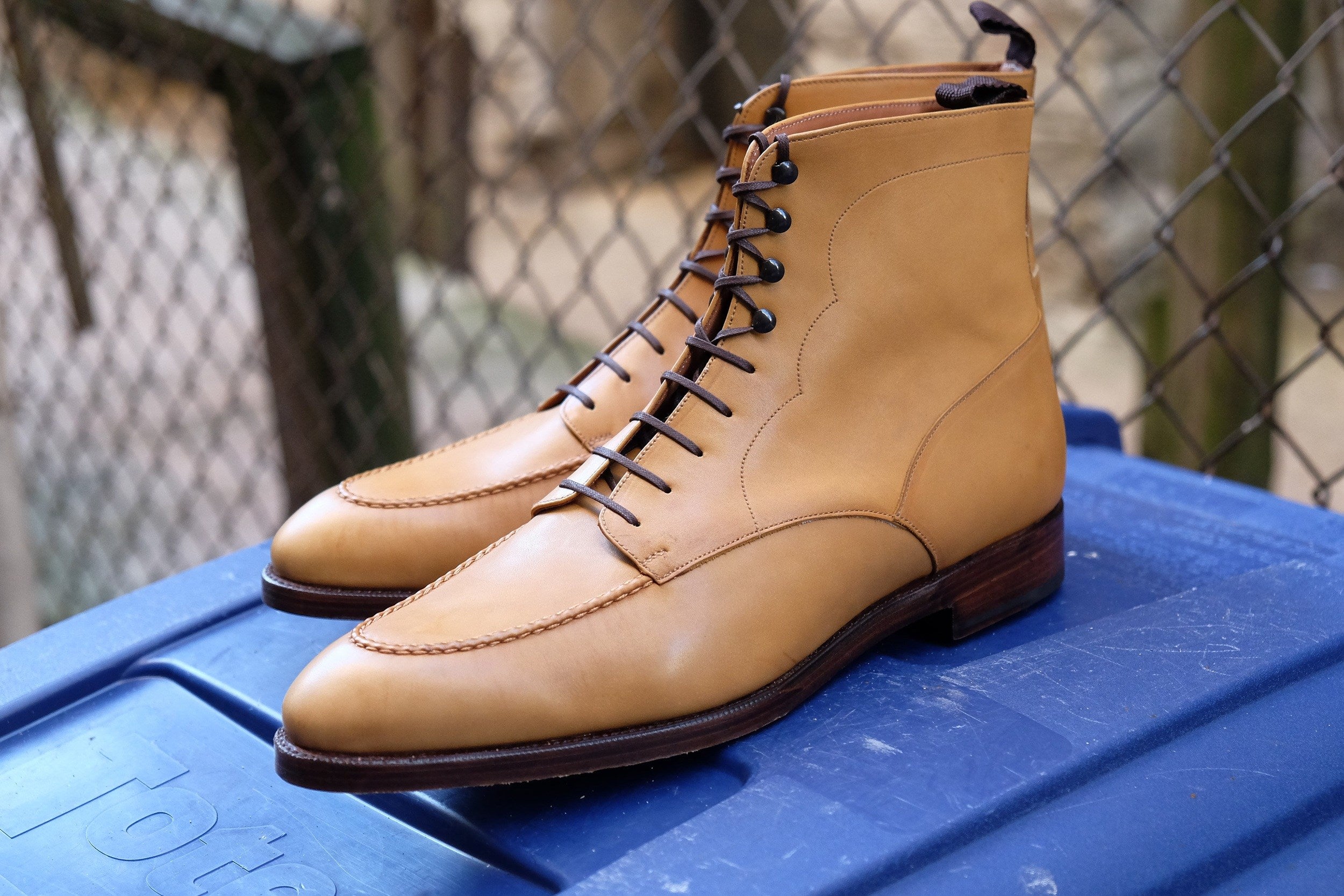 Bremerton - MTO - Unfinished Tan Calf - NGT Last - Double Leather Sole-Made To Order Lace Laceup Boots-J.FitzPatrick Footwear