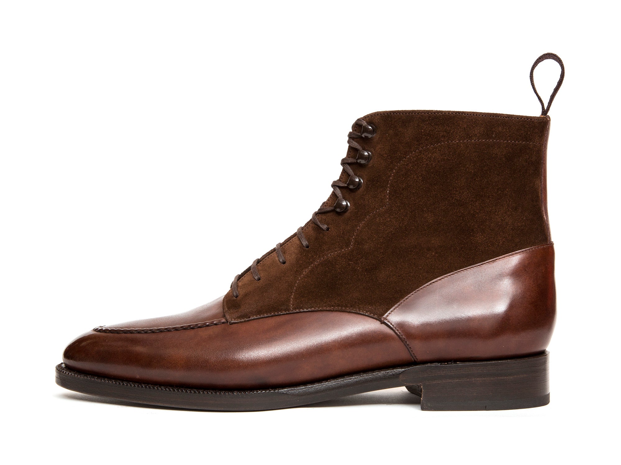 Bremerton - MTO - Walnut Museum Calf / Dark Brown Suede - TMG Last - Double Leather Sole-Made To Order Lace Laceup Boots-J.FitzPatrick Footwear