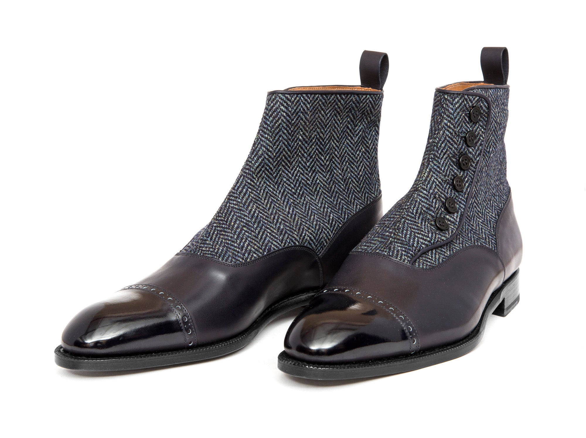 Carkeek - MTO - Midnight Calf / Blue Tweed - NGT Last - Single Leather Sole-Made To Order-J.FitzPatrick Footwear