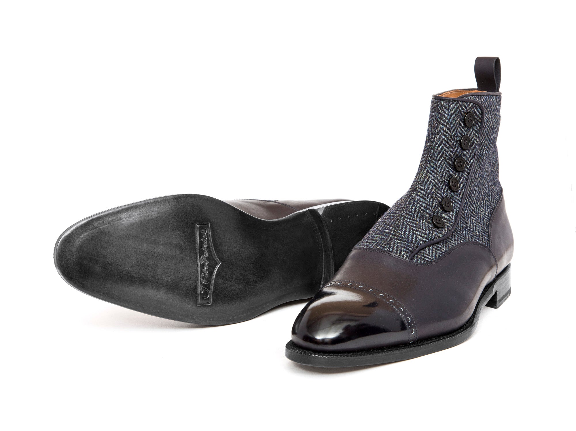 Carkeek - MTO - Midnight Calf / Blue Tweed - NGT Last - Single Leather Sole-Made To Order-J.FitzPatrick Footwear
