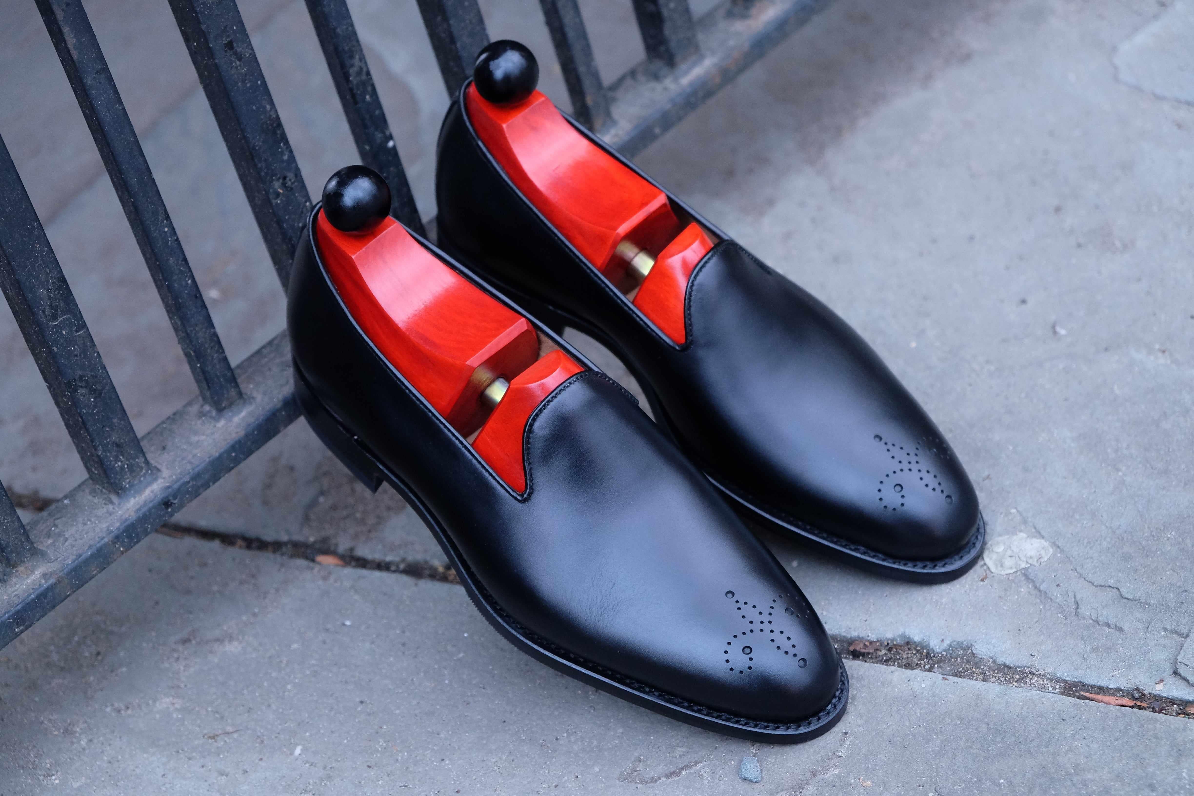 Chelan - Black Calf-Slipper Loafers-J.FitzPatrick Footwear
