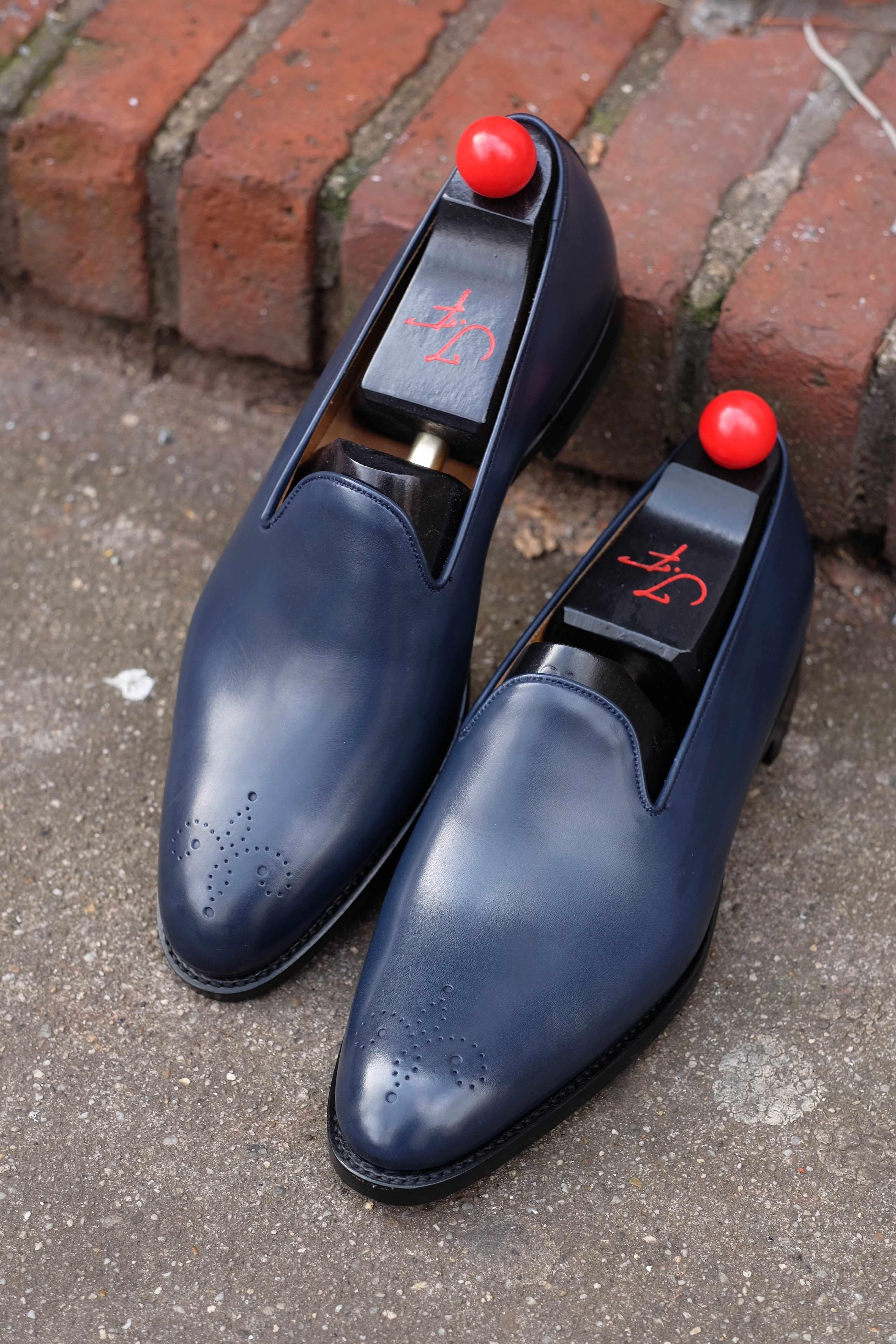 Chelan - Deep Ocean Calf-Slipper Loafers-J.FitzPatrick Footwear