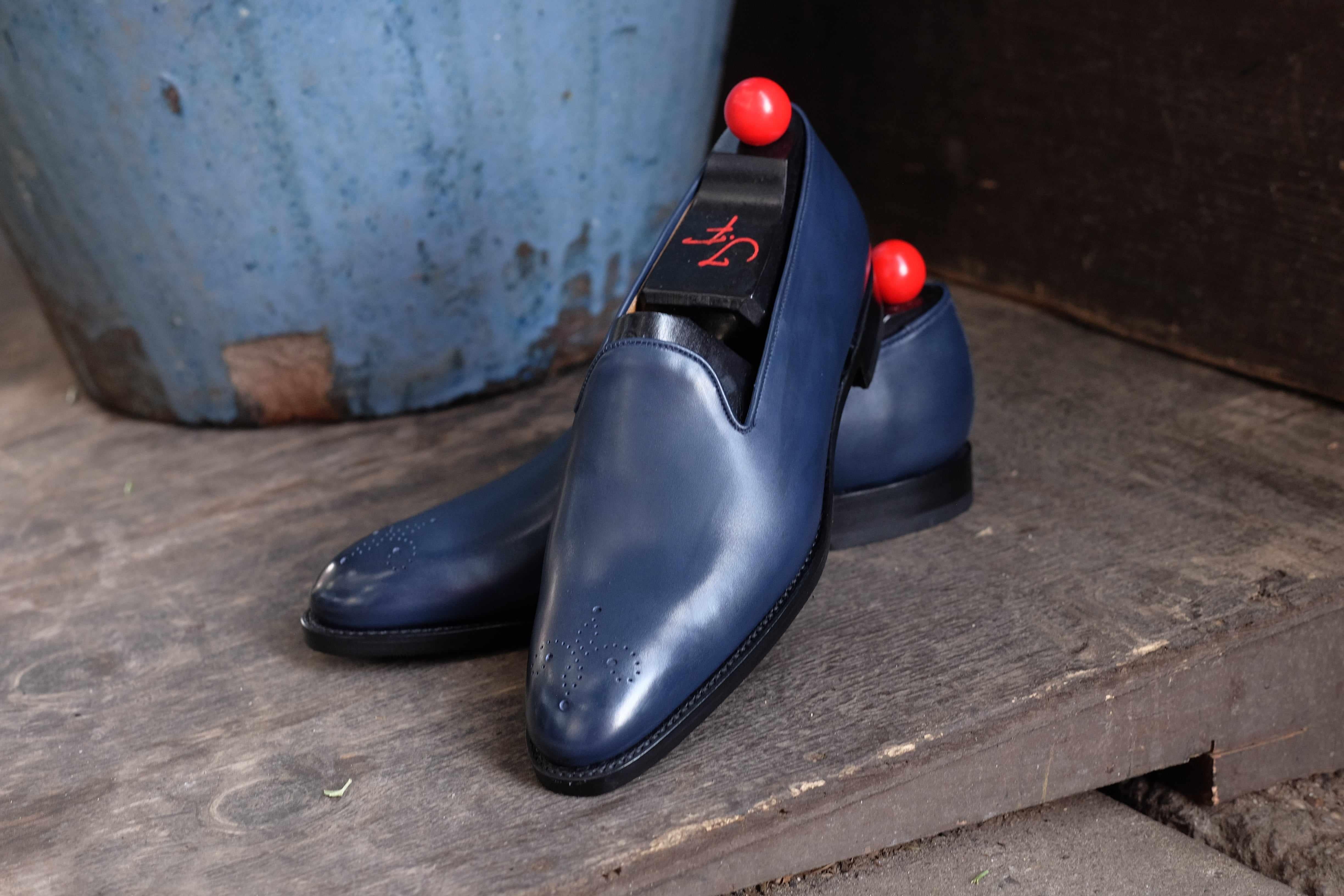 Chelan - Deep Ocean Calf-Slipper Loafers-J.FitzPatrick Footwear