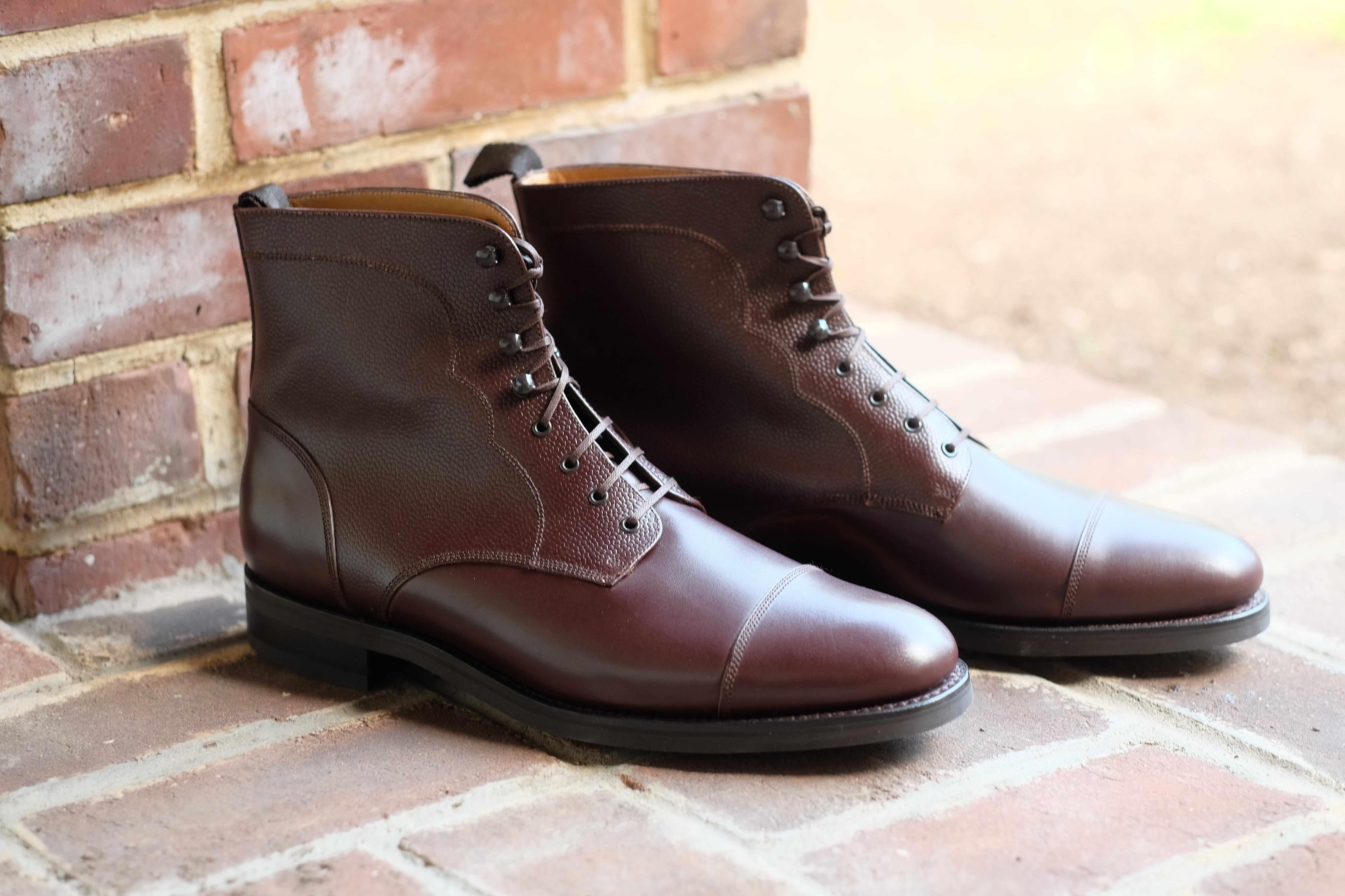 Columbia Redux - Dark Oak Calf / Dark Oak Grain-Derby Boots-J.FitzPatrick Footwear