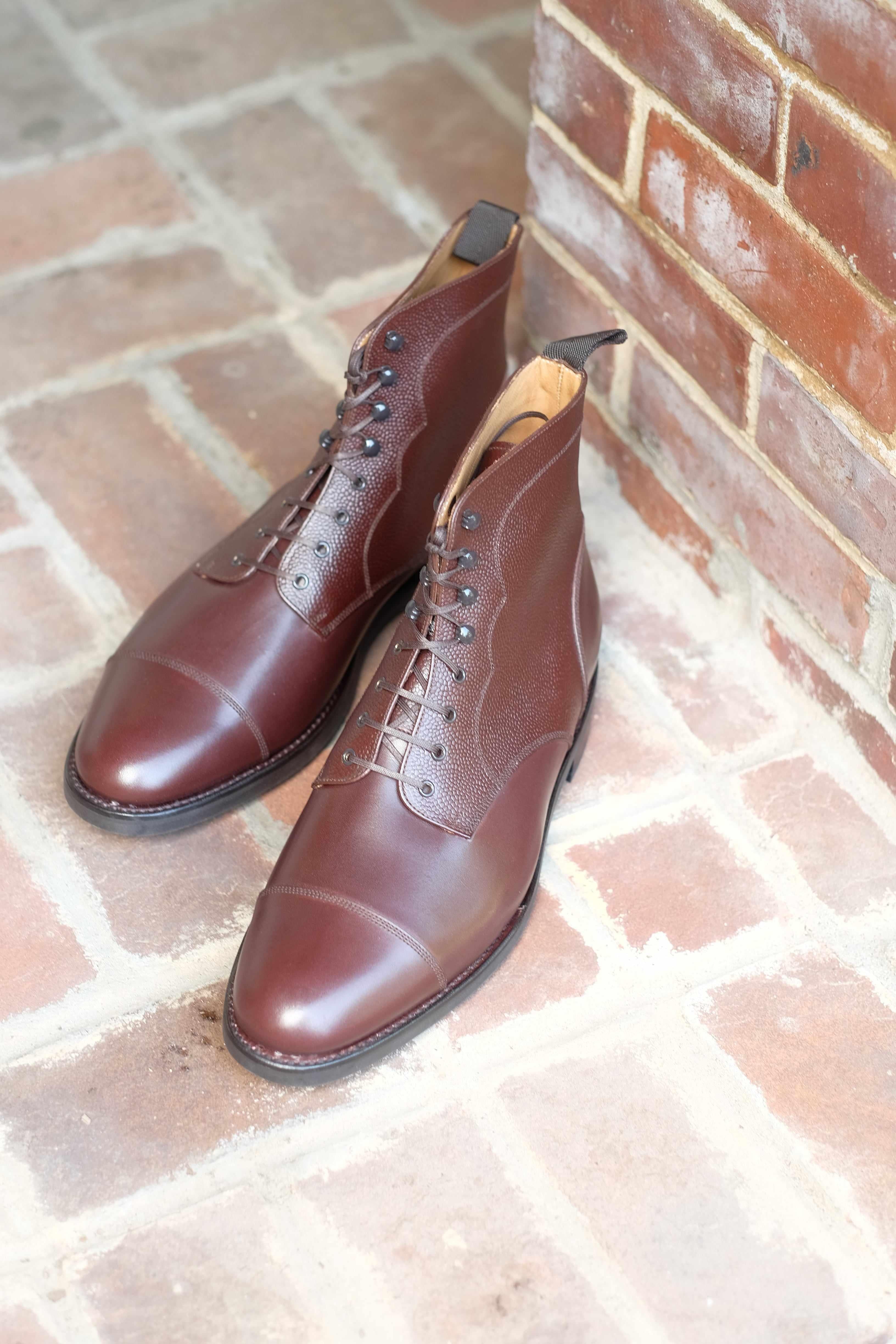 Columbia Redux - Dark Oak Calf / Dark Oak Grain-Derby Boots-J.FitzPatrick Footwear