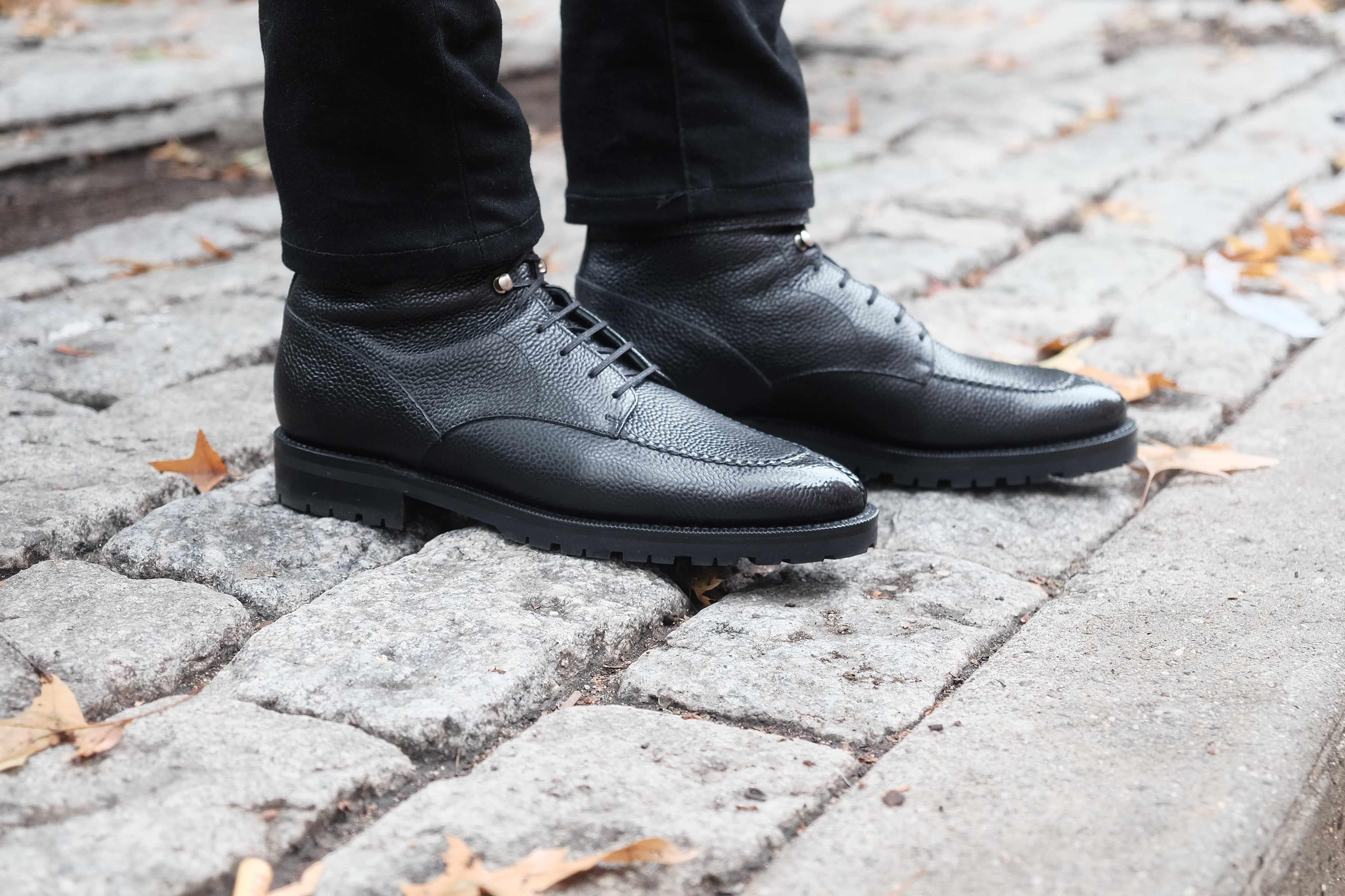 Colville - Black Scotch Grain-Strap Derby Boots-J.FitzPatrick Footwear