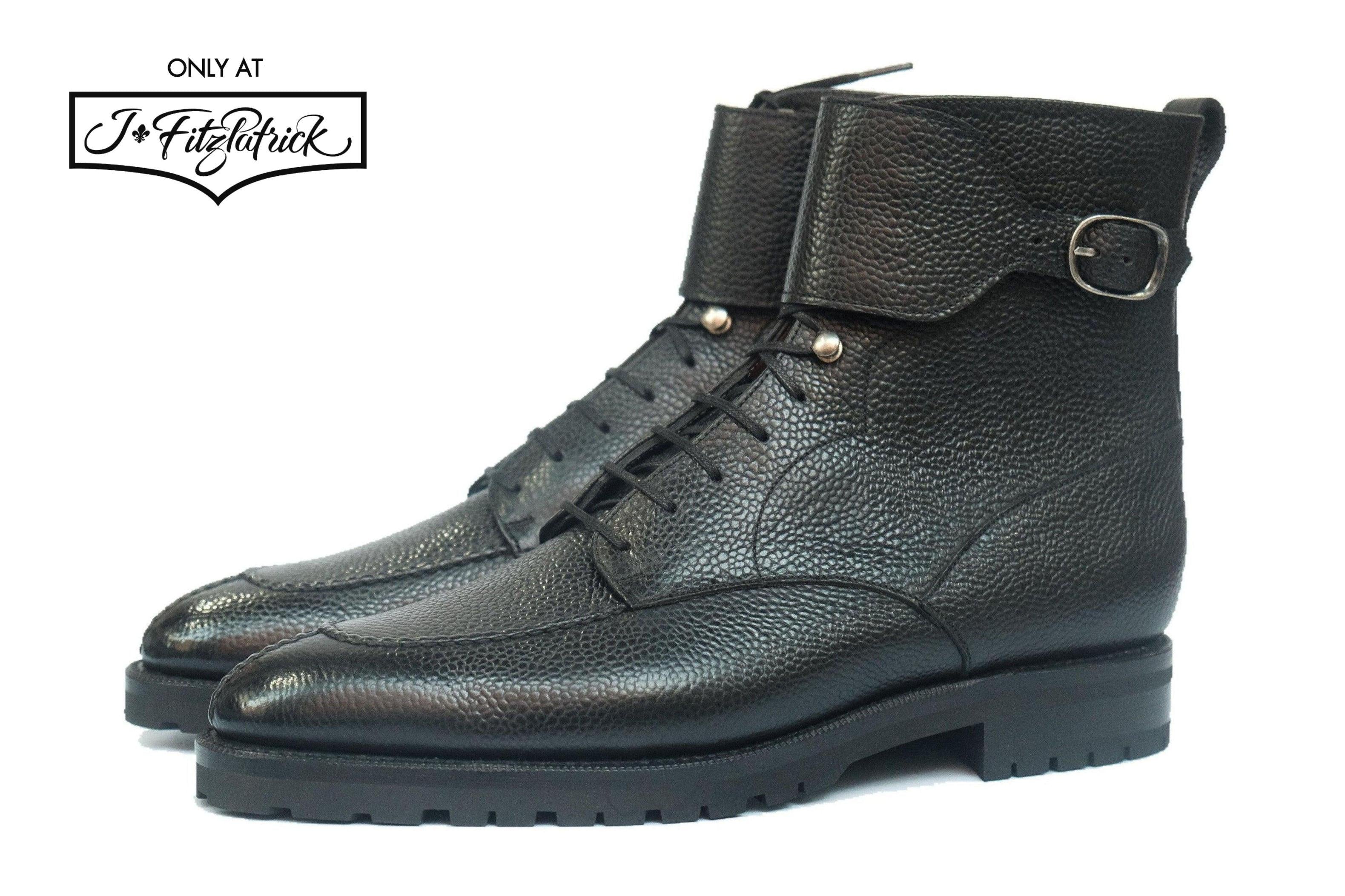Colville - Black Scotch Grain-Strap Derby Boots-J.FitzPatrick Footwear