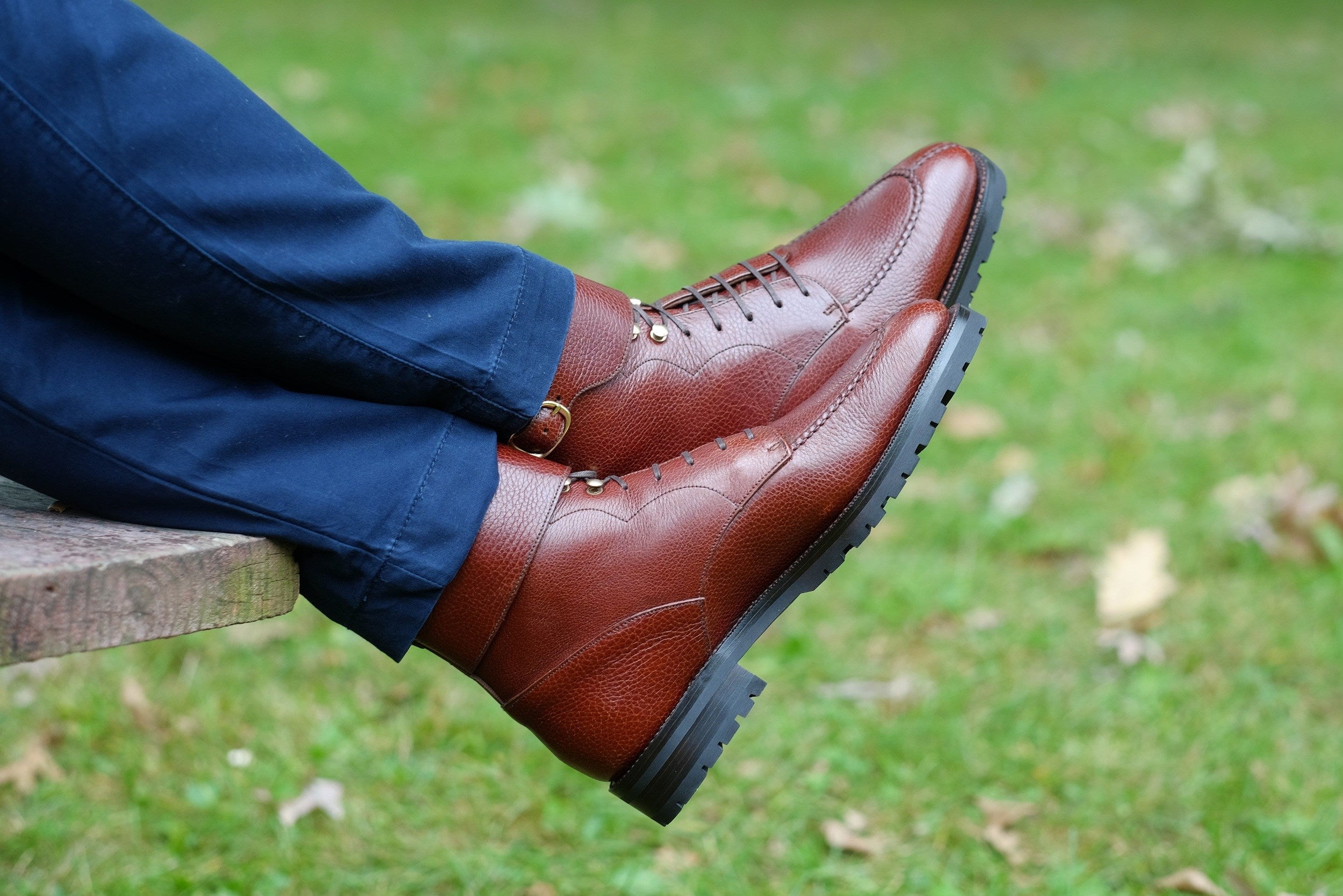 Colville - MTO - Chestnut Soft Hatch Grain - TMG Last - Commando Sole-Made To Order Strap Boots-J.FitzPatrick Footwear