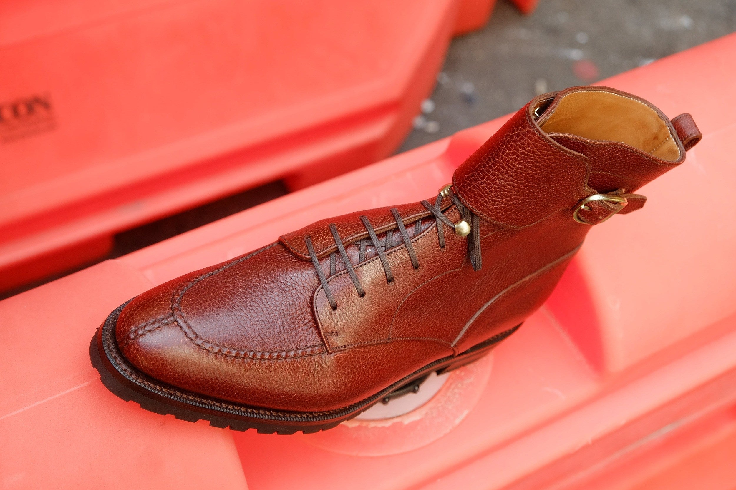 Colville - MTO - Chestnut Soft Hatch Grain - TMG Last - Commando Sole-Made To Order Strap Boots-J.FitzPatrick Footwear