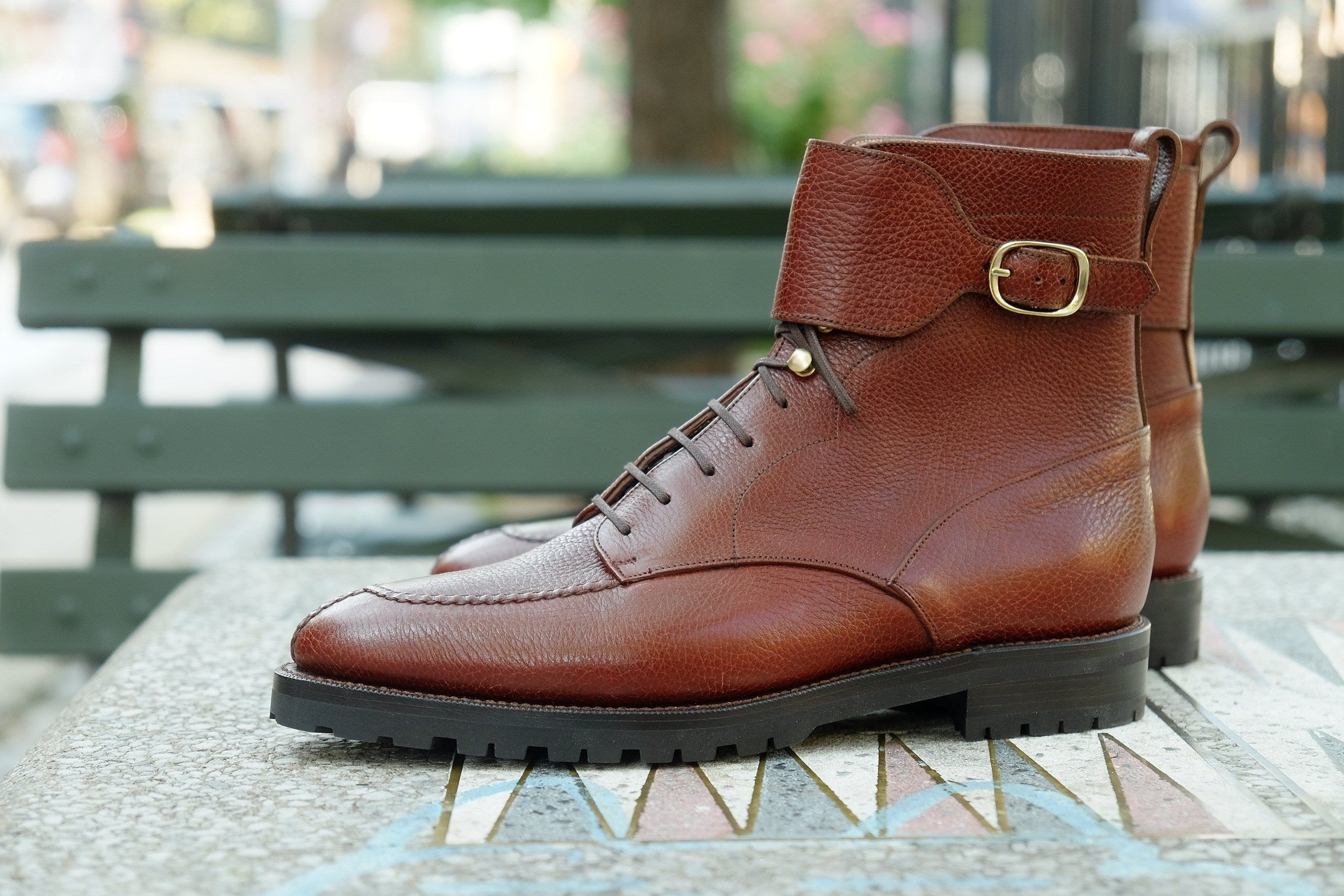 Colville - MTO - Chestnut Soft Hatch Grain - TMG Last - Commando Sole-Made To Order Strap Boots-J.FitzPatrick Footwear