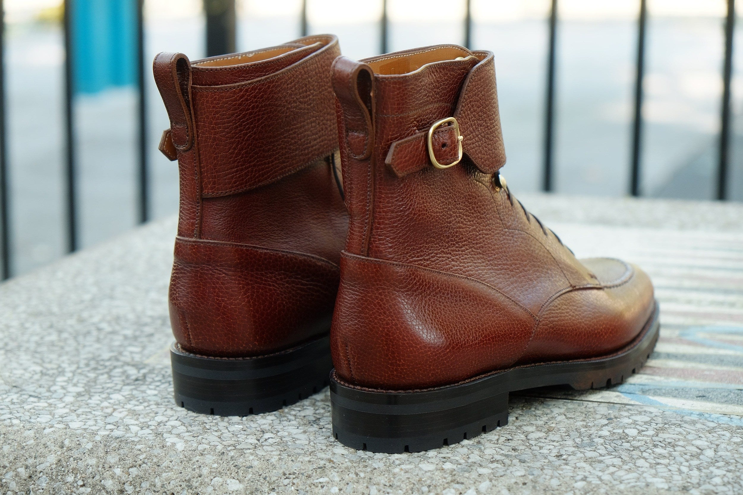 Colville - MTO - Chestnut Soft Hatch Grain - TMG Last - Commando Sole-Made To Order Strap Boots-J.FitzPatrick Footwear
