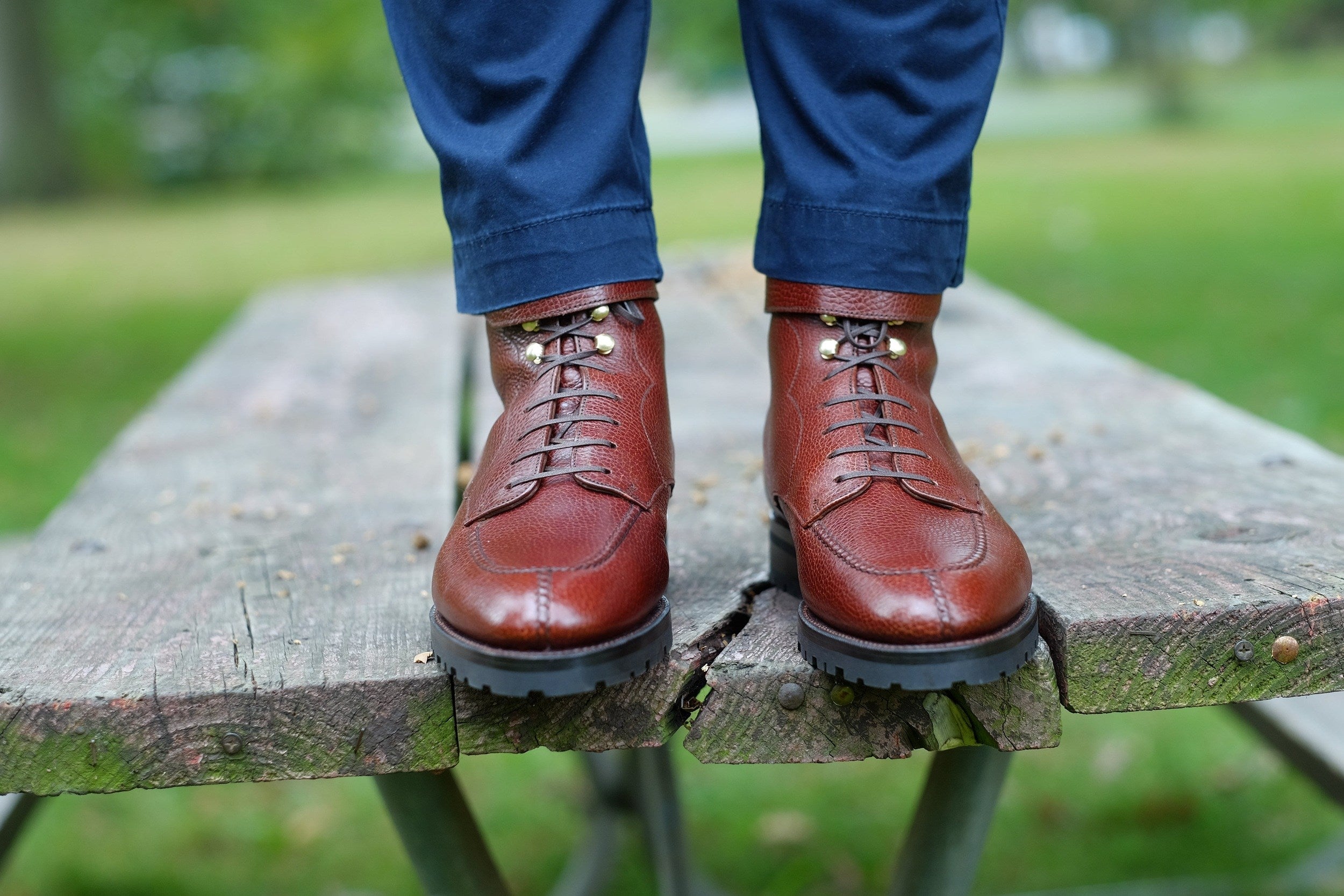 Colville - MTO - Chestnut Soft Hatch Grain - TMG Last - Commando Sole-Made To Order Strap Boots-J.FitzPatrick Footwear