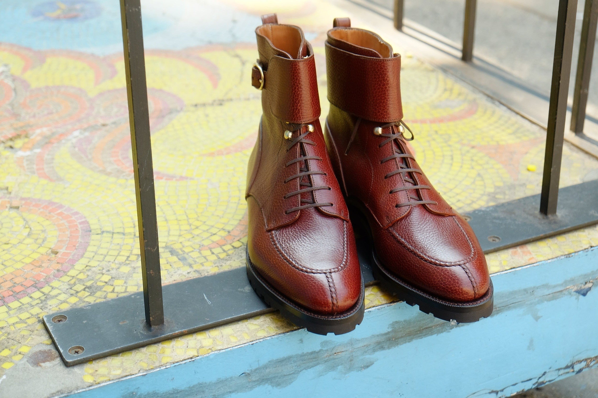 Colville - MTO - Chestnut Soft Hatch Grain - TMG Last - Commando Sole-Made To Order Strap Boots-J.FitzPatrick Footwear