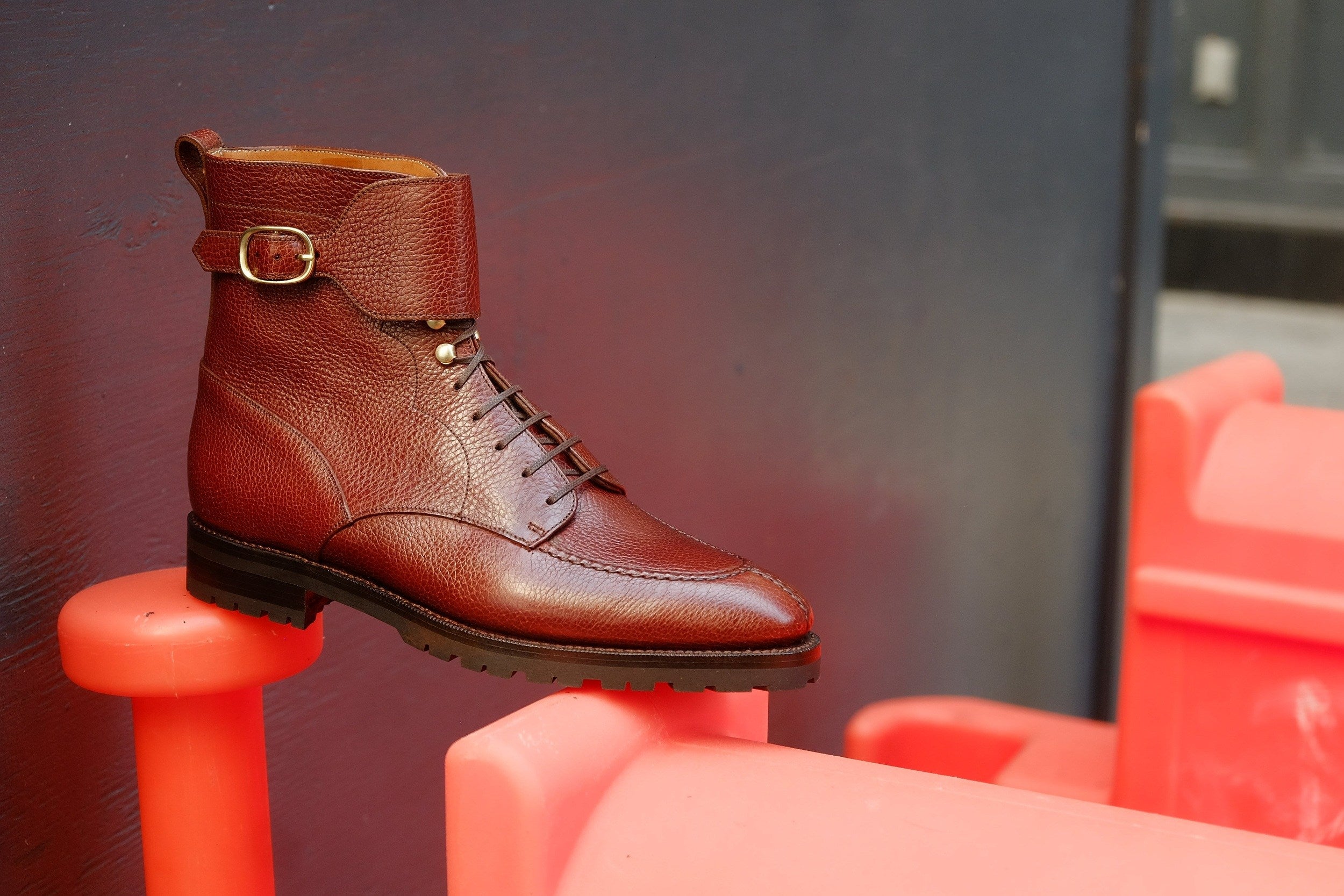 Colville - MTO - Chestnut Soft Hatch Grain - TMG Last - Commando Sole-Made To Order Strap Boots-J.FitzPatrick Footwear