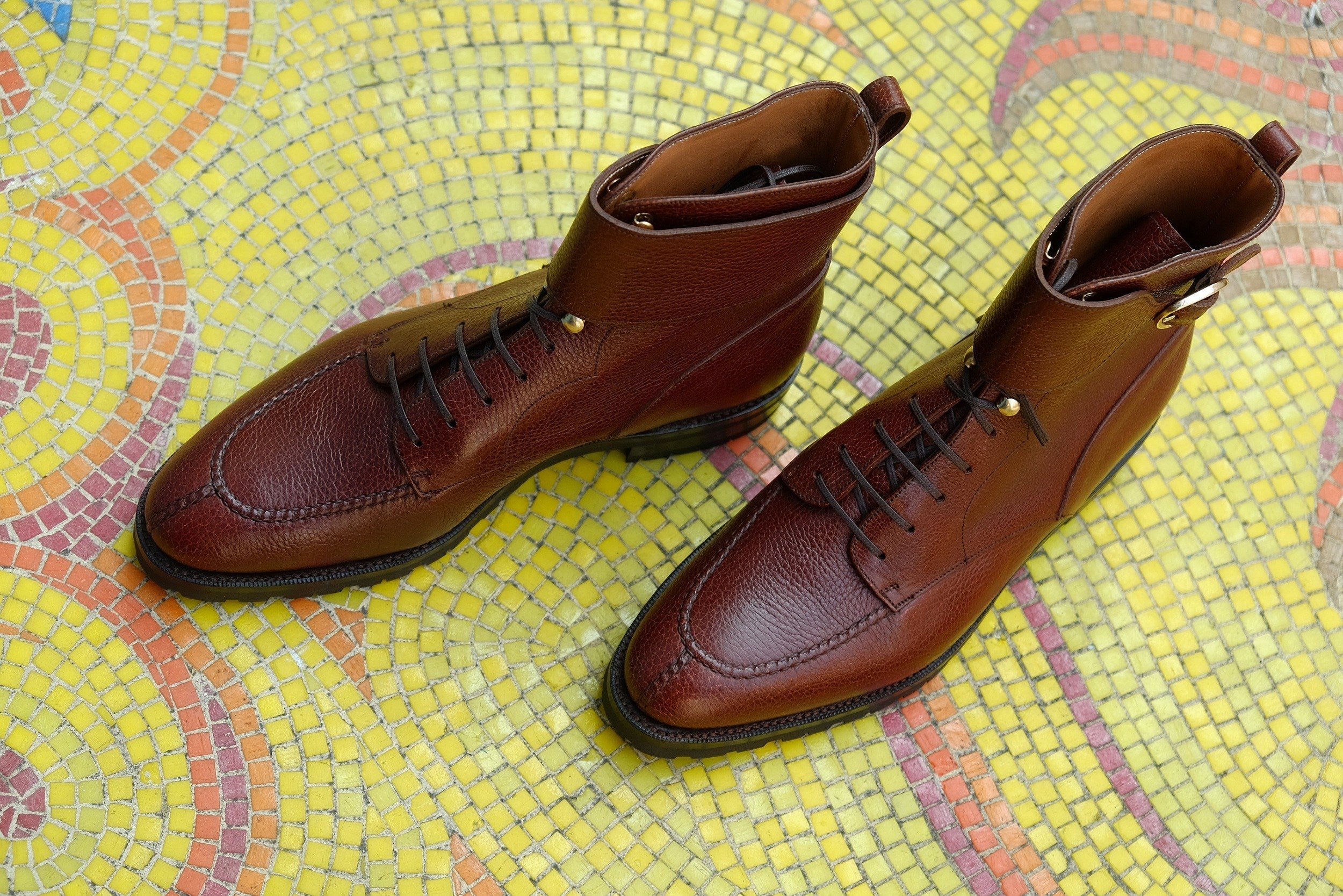 Colville - MTO - Chestnut Soft Hatch Grain - TMG Last - Commando Sole-Made To Order Strap Boots-J.FitzPatrick Footwear