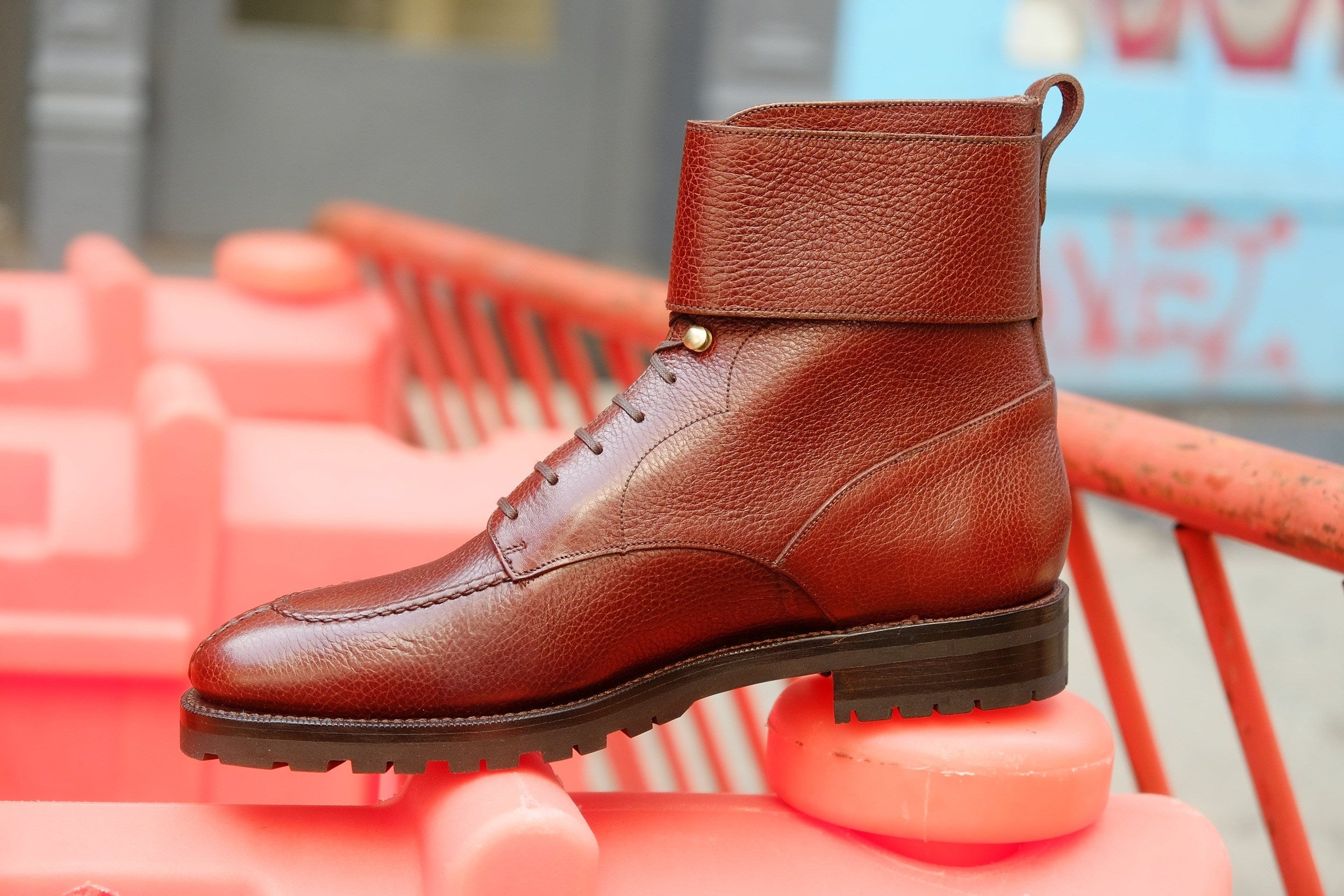Colville - MTO - Chestnut Soft Hatch Grain - TMG Last - Commando Sole-Made To Order Strap Boots-J.FitzPatrick Footwear
