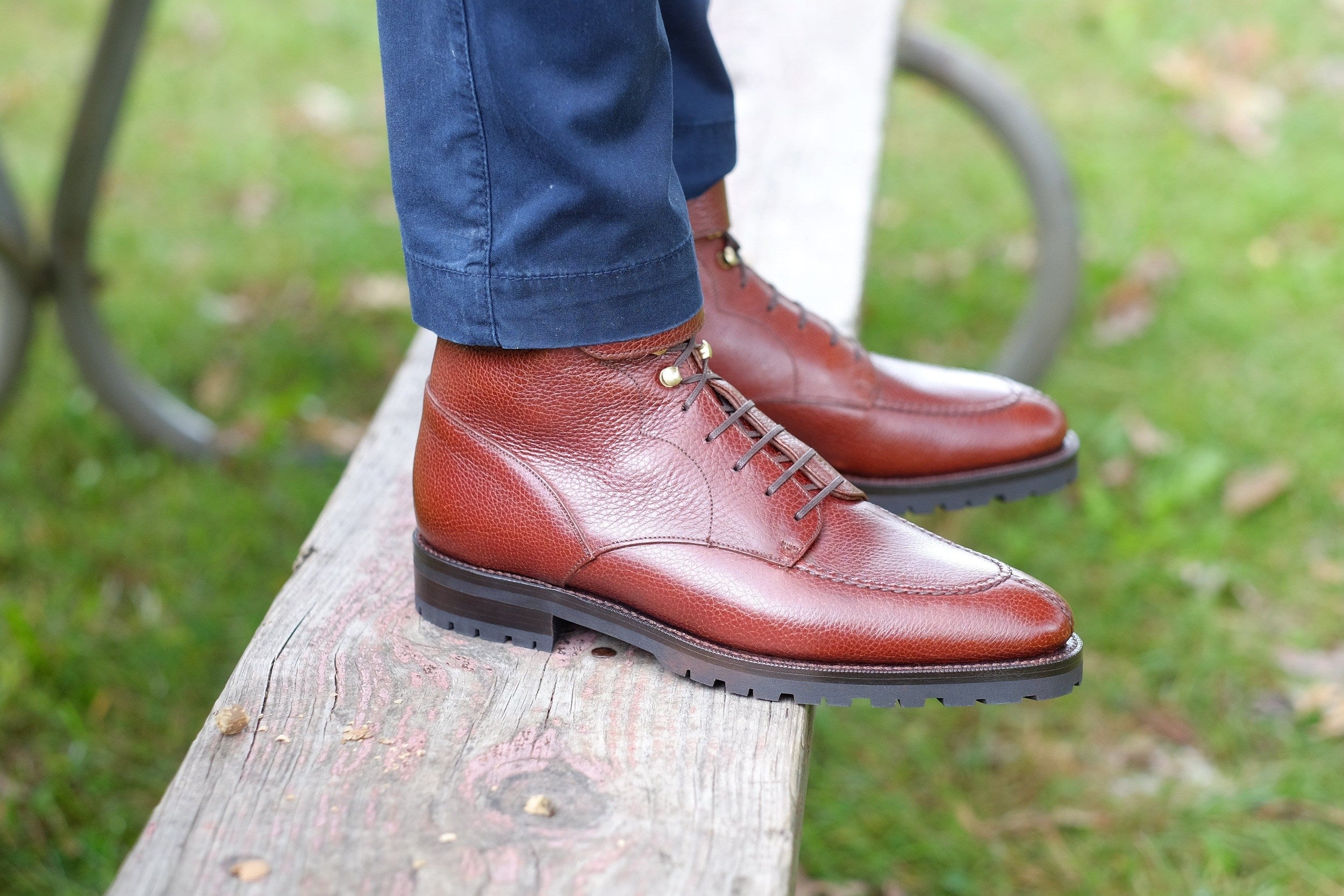 Colville - MTO - Chestnut Soft Hatch Grain - TMG Last - Commando Sole-Made To Order Strap Boots-J.FitzPatrick Footwear